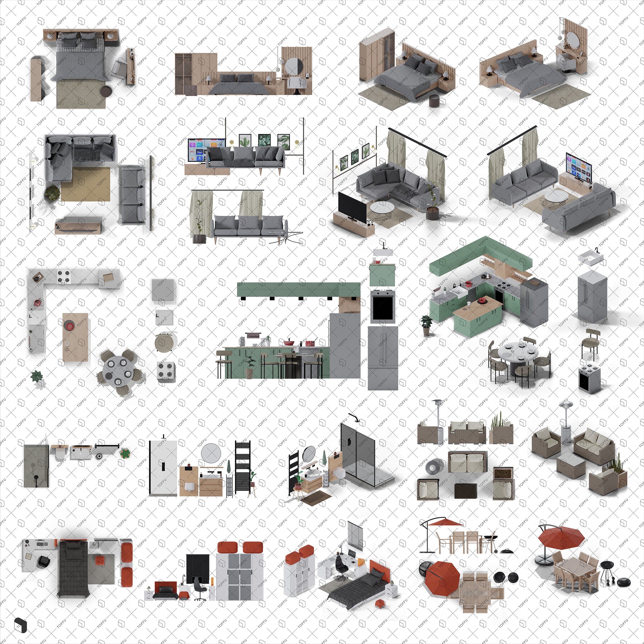 Cutout Realistic Home Bundle Furniture PNG - Toffu Co