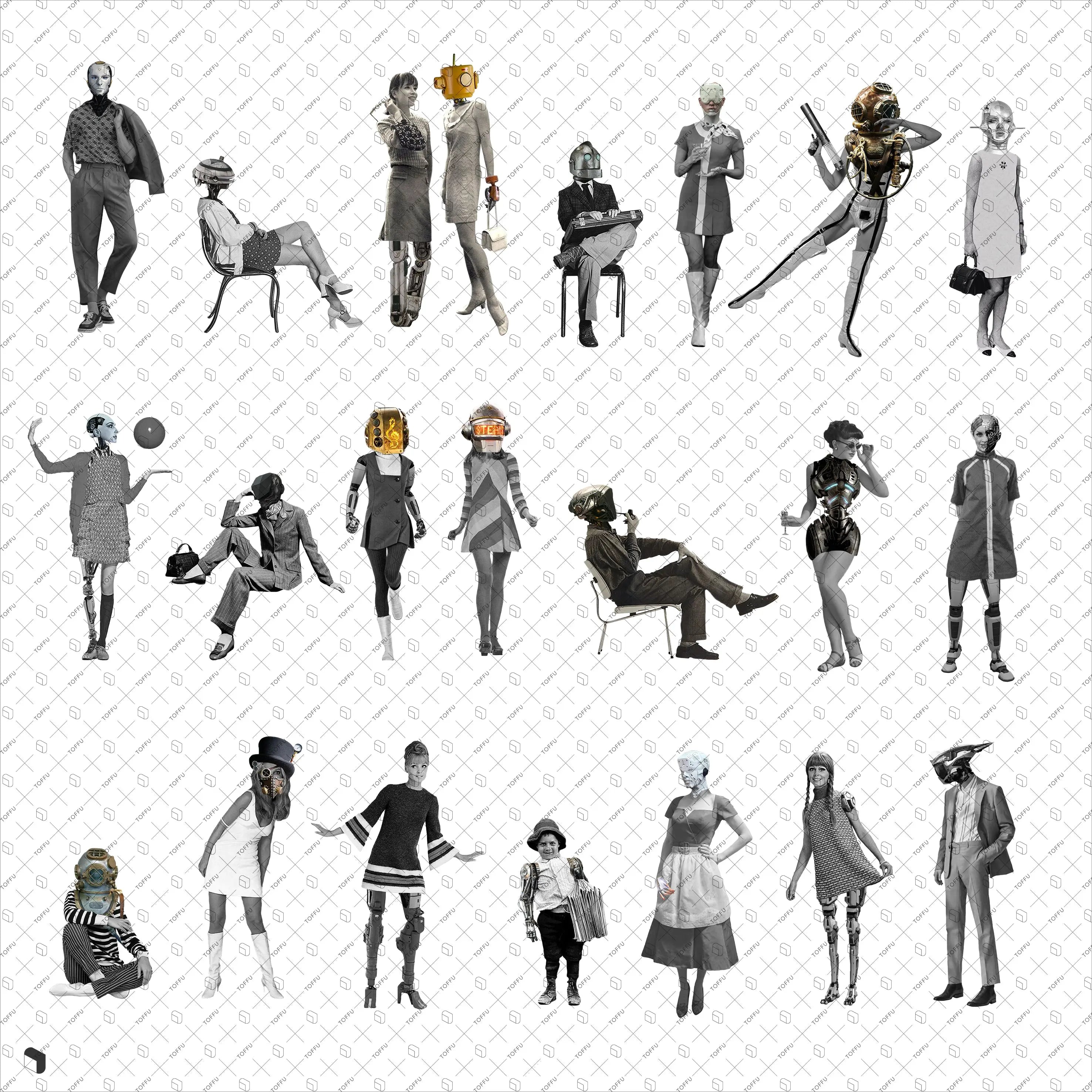 Cutout Avantgarde Futuristic People Digital Artwork drawings | Toffu Co