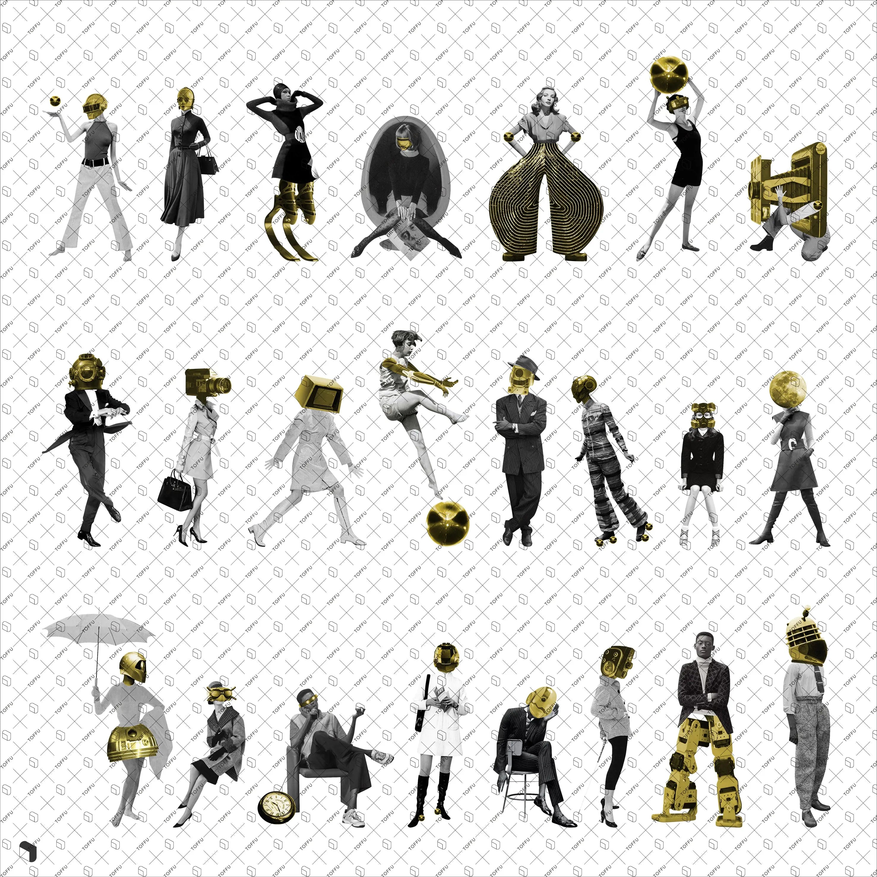 Cutout Avantgarde Futuristic People 2 Digital Artwork drawings | Toffu Co