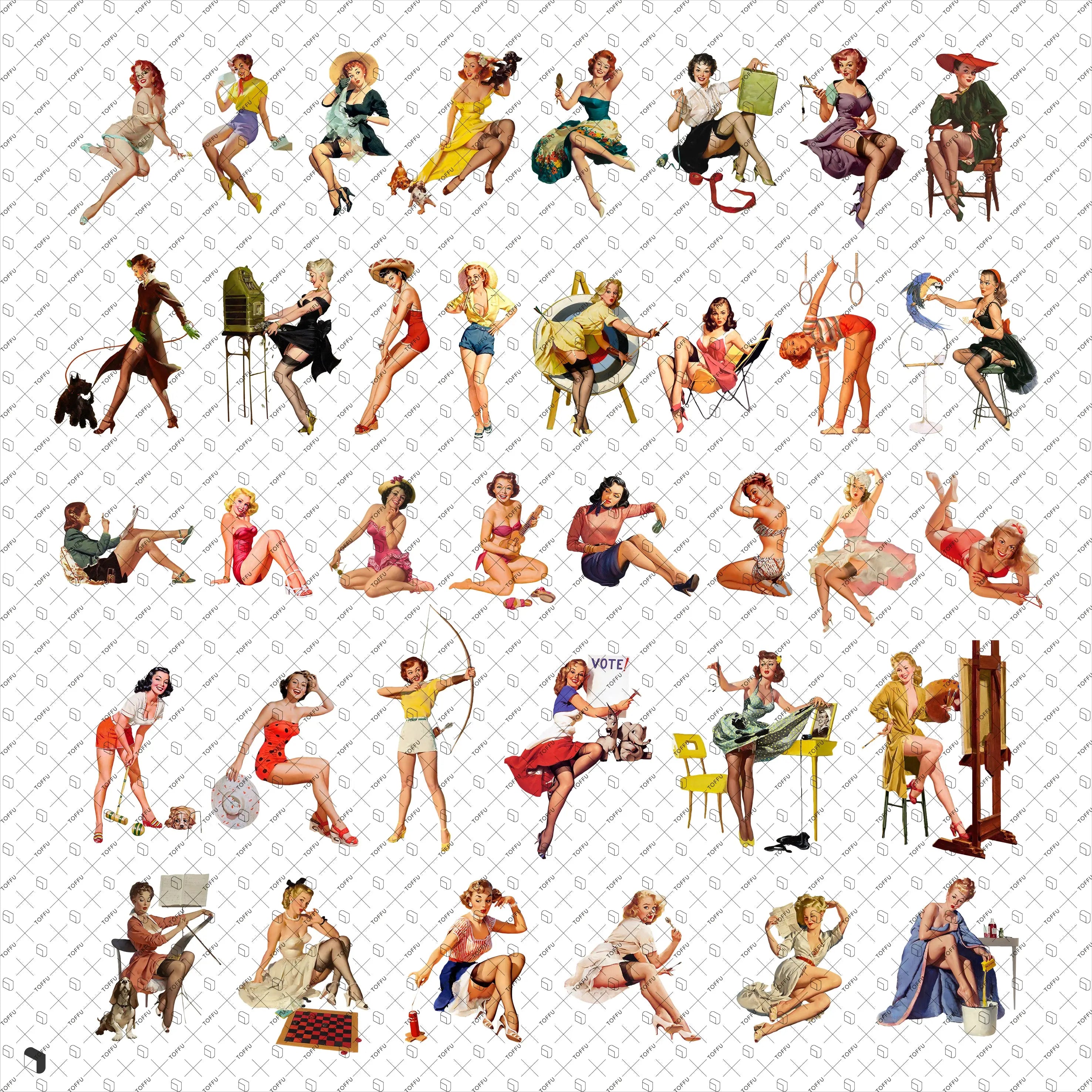Cutout Painting Pin-up Girls Uncategorized drawings | Toffu Co