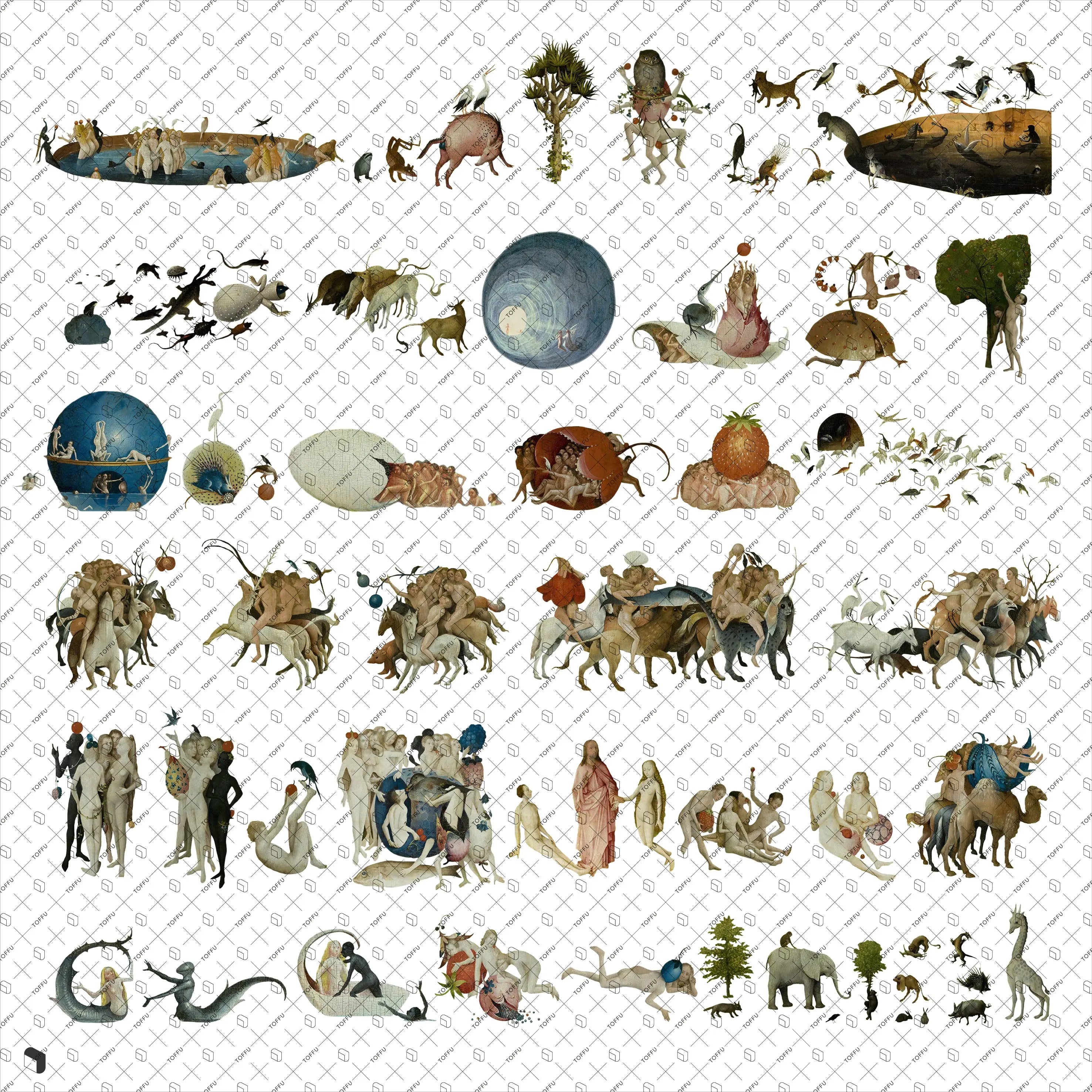 Cutout Hieronymus Bosch Paintings Digital Artwork drawings | Toffu Co