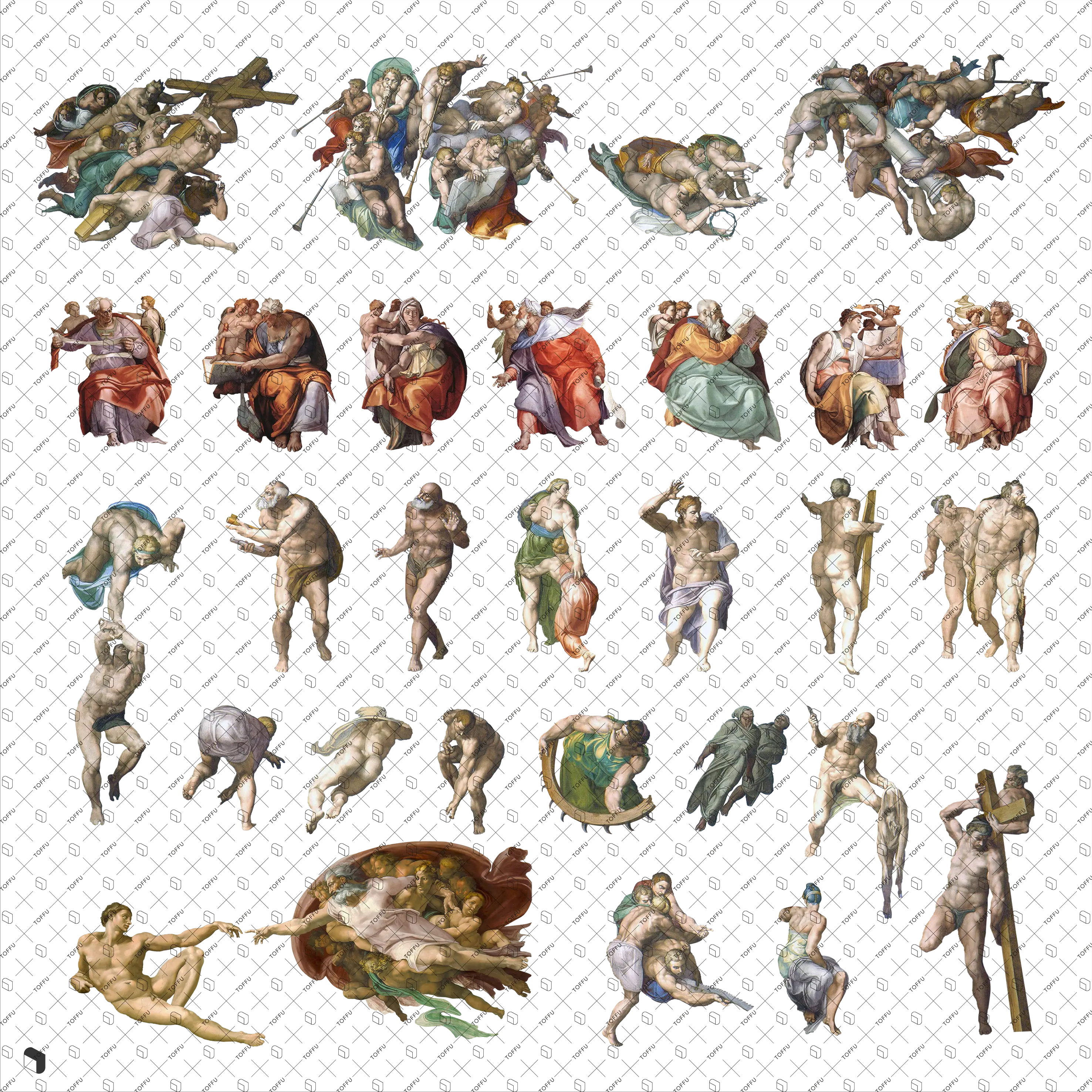 Cutout Michelangelo Paintings Digital Artwork drawings | Toffu Co