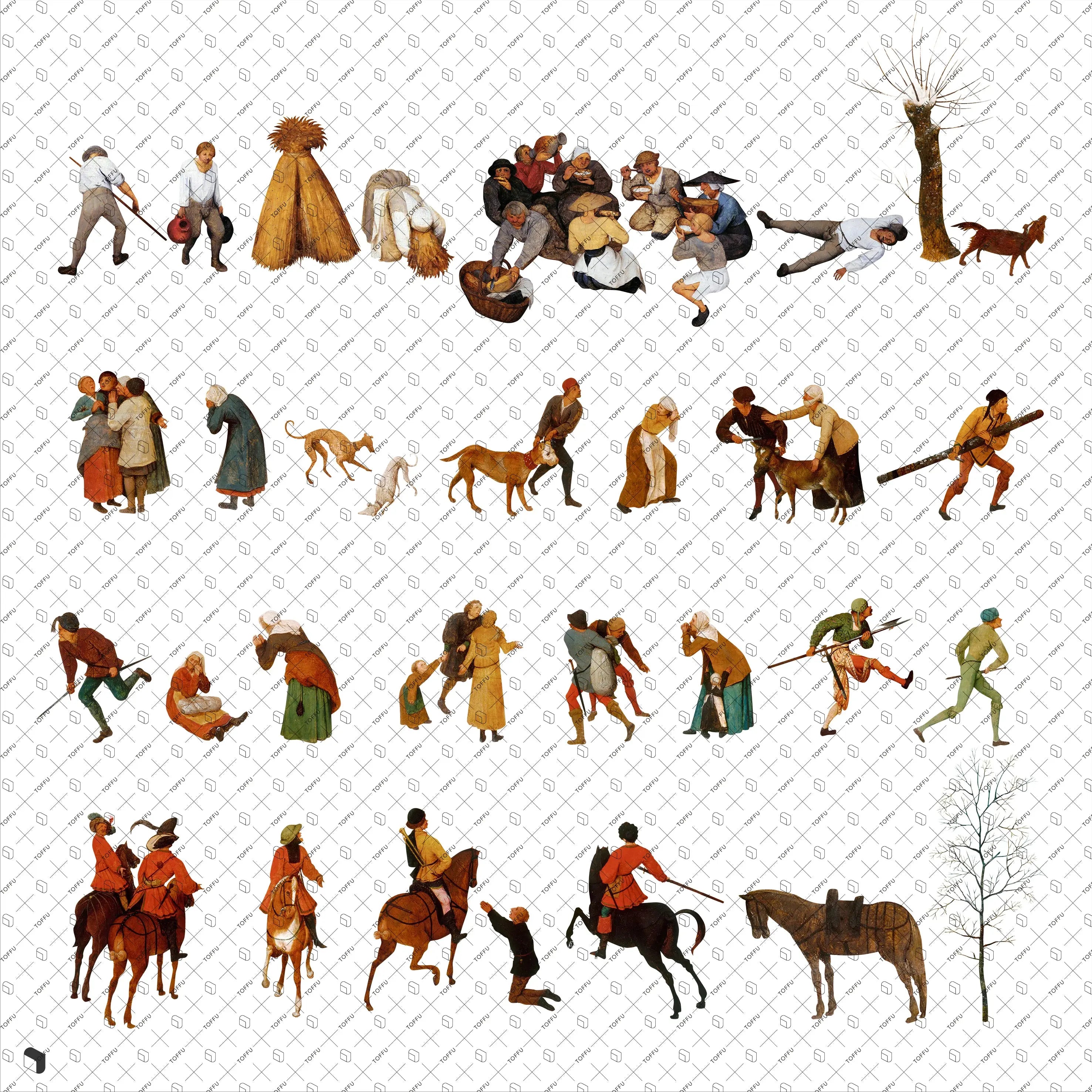 Cutout Pieter Bruegel Paintings 2 Digital Artwork drawings | Toffu Co