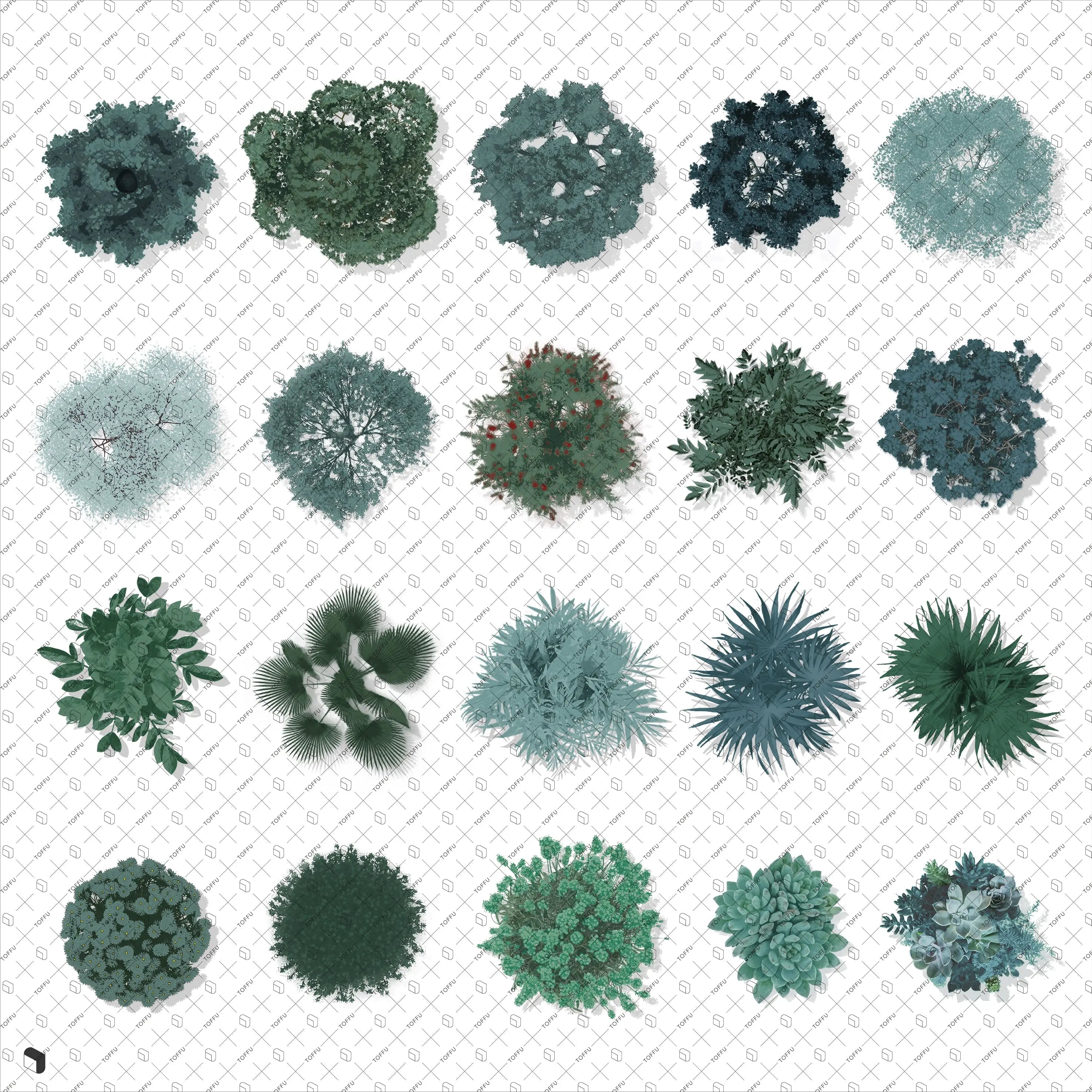 Cutout Assemble Vegetation Top View Uncategorized drawings | Toffu Co