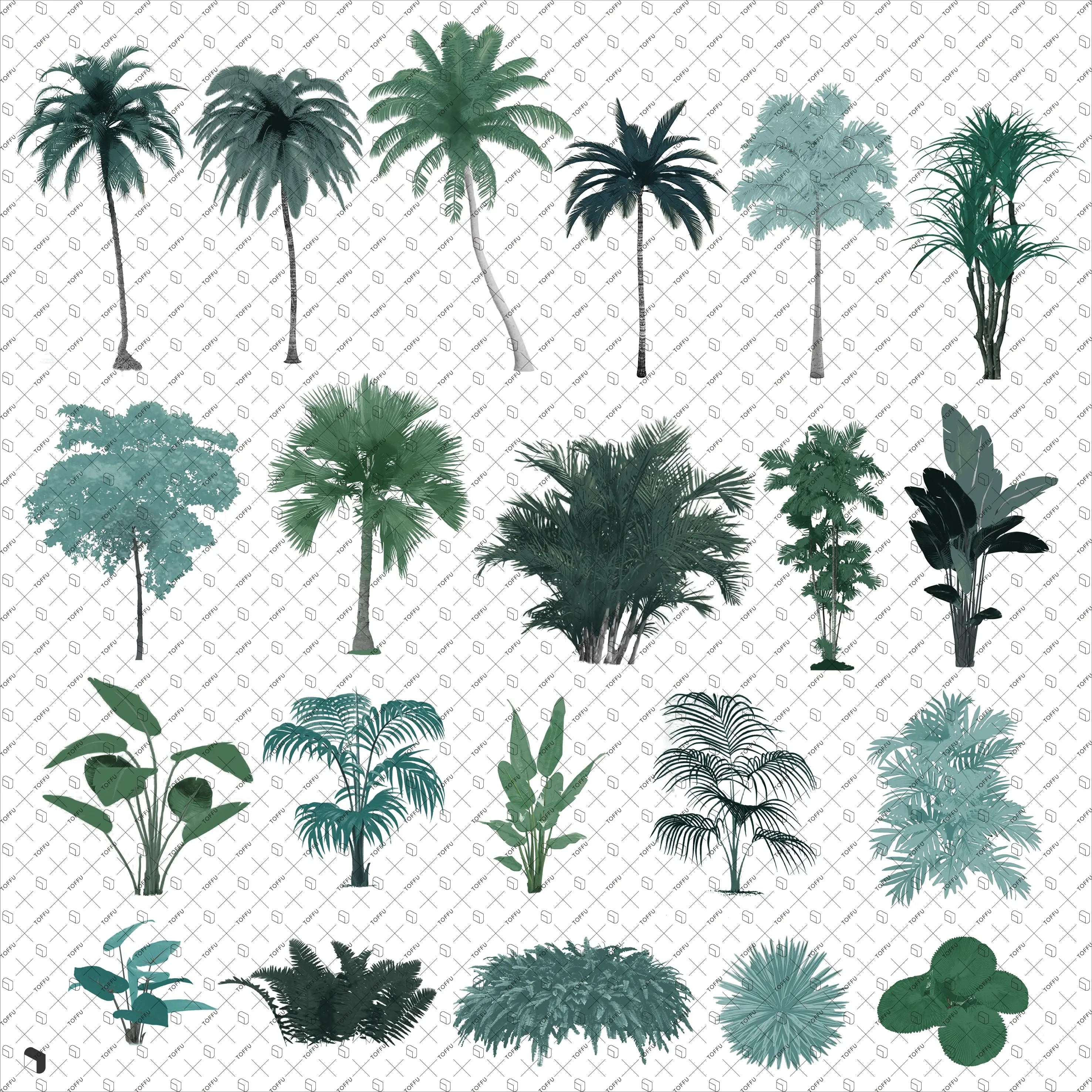 Cutout Assemble Vegetation 2 Digital Artwork drawings | Toffu Co