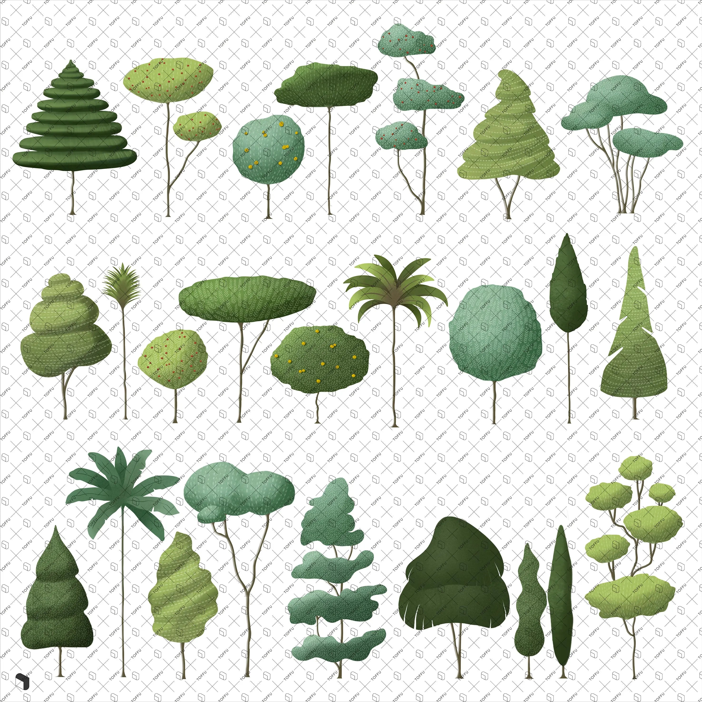 Cutout Coloring Vegetation Digital Artwork drawings | Toffu Co