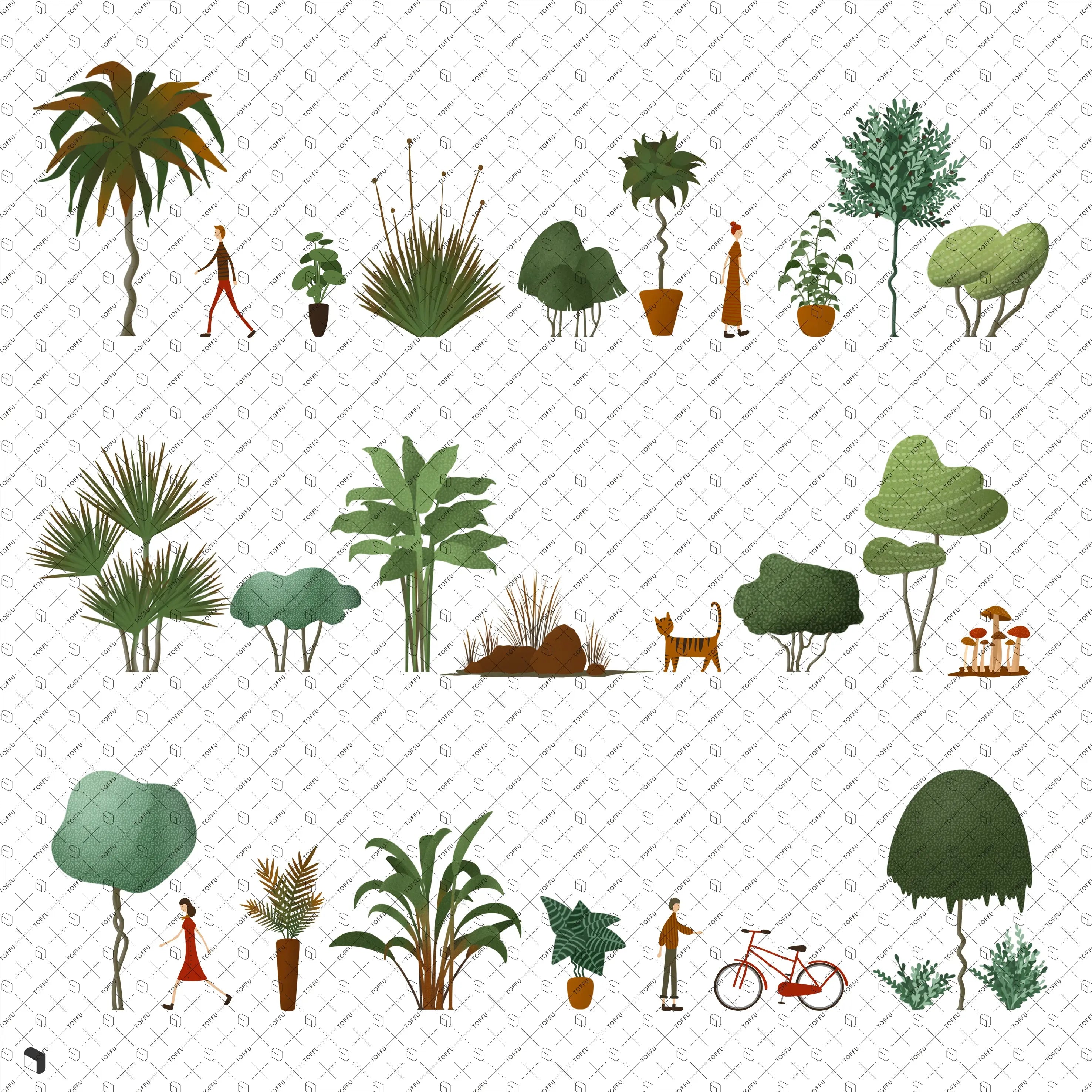 Cutout Coloring Vegetation 2 Digital Artwork drawings | Toffu Co