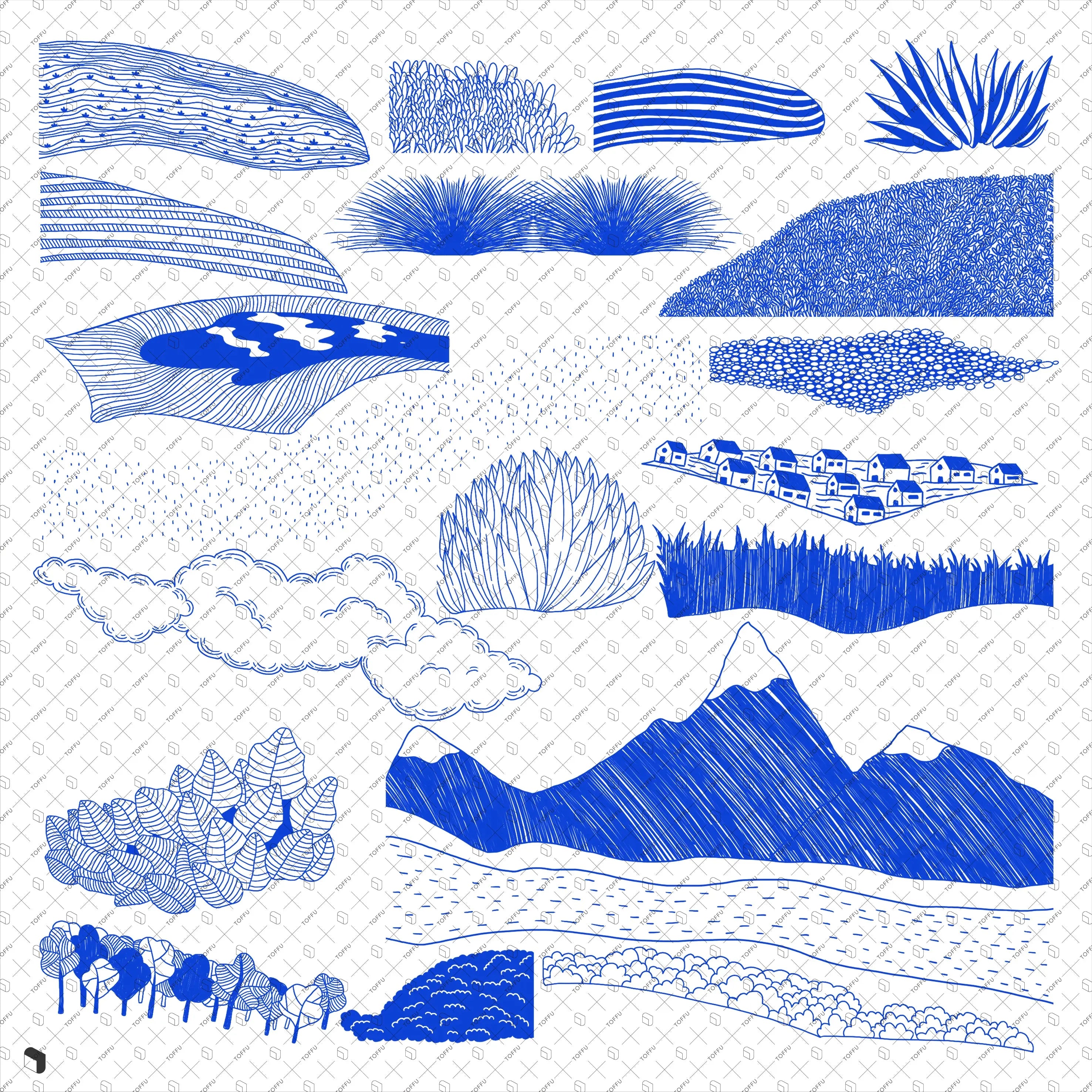 Cutout Hand-drawn Landscape Digital Artwork drawings | Toffu Co