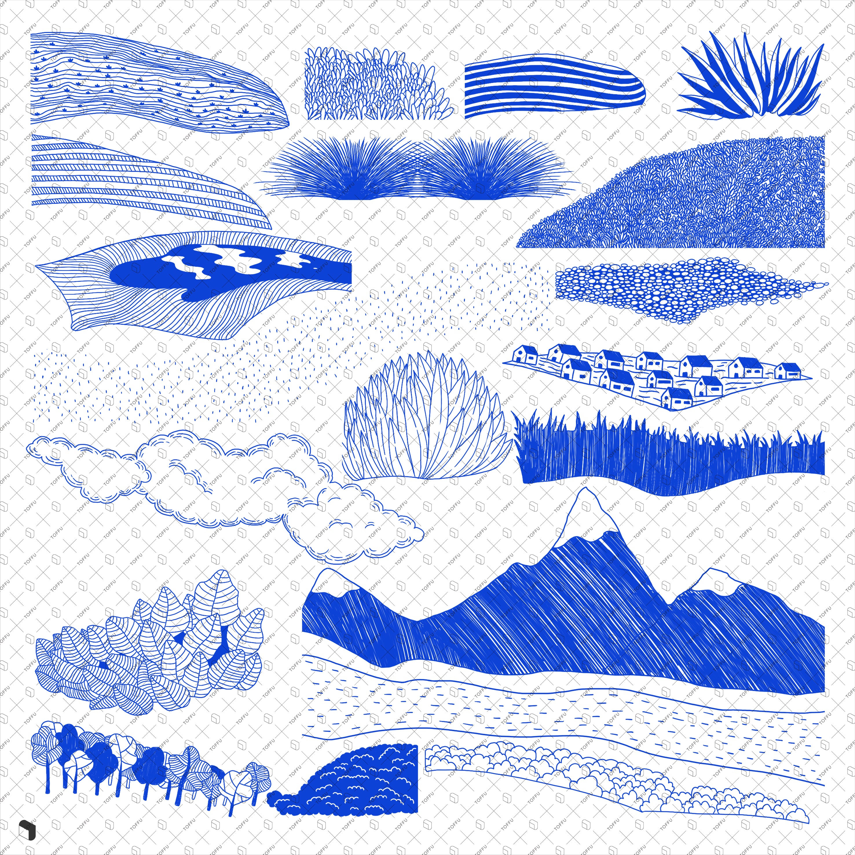 Cutout Hand-drawn Landscape PSD | Toffu Co