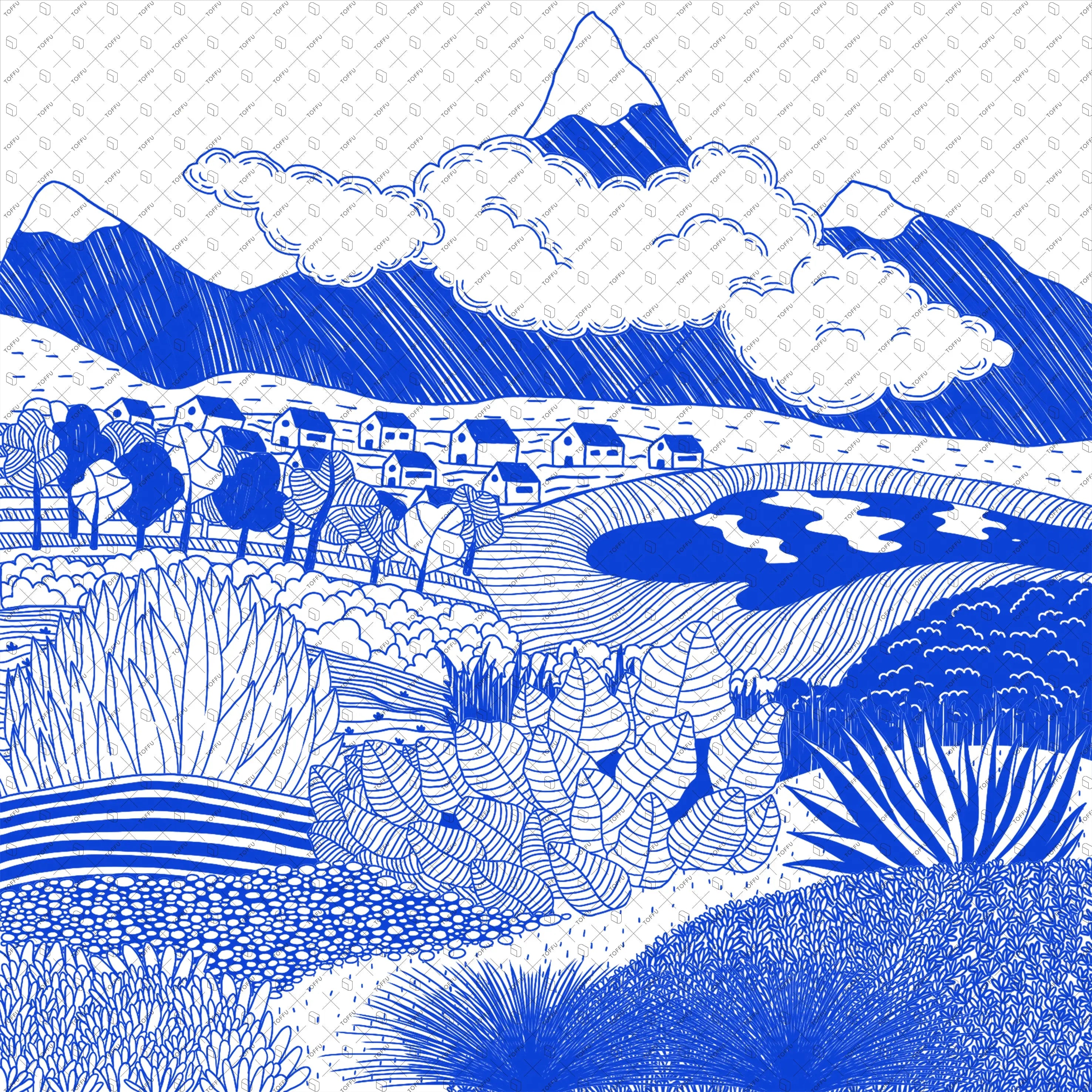 Cutout Hand-drawn Landscape Digital Artwork drawings | Toffu Co