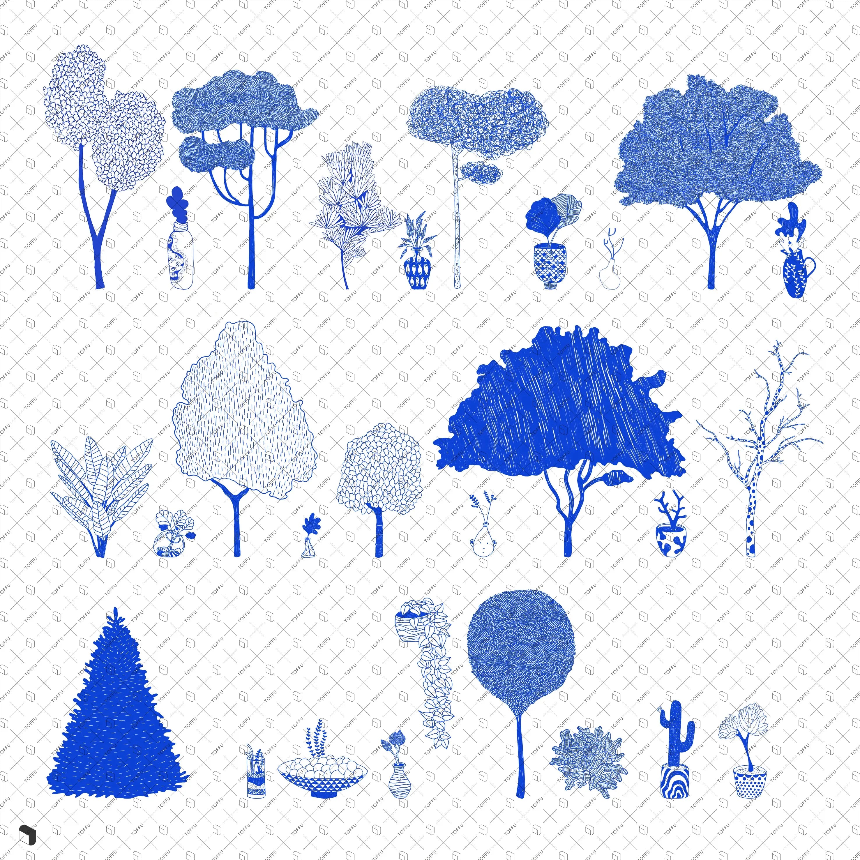Cutout Hand-drawn Vegetation Digital Artwork drawings | Toffu Co