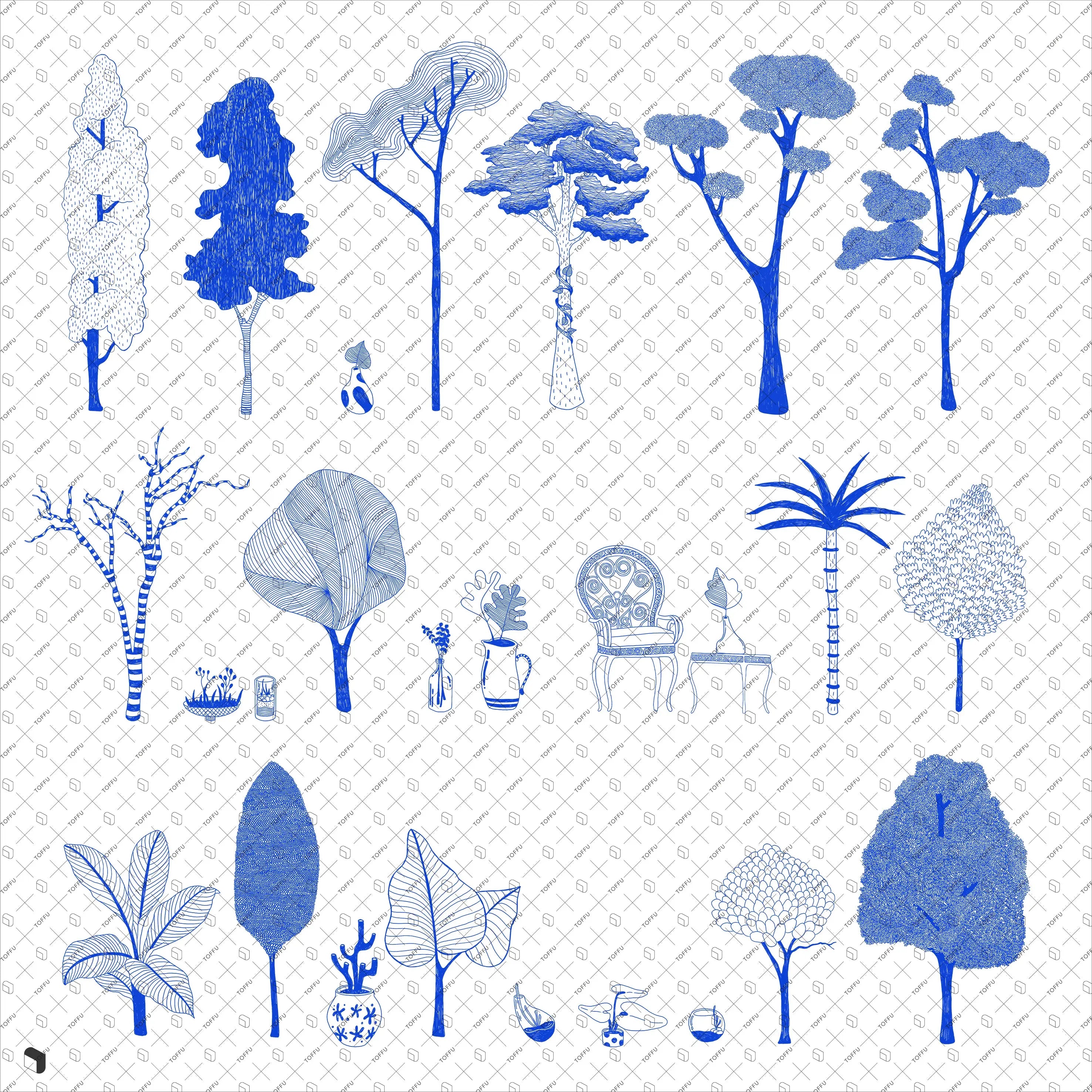Cutout Hand-drawn Vegetation 2 Digital Artwork drawings | Toffu Co
