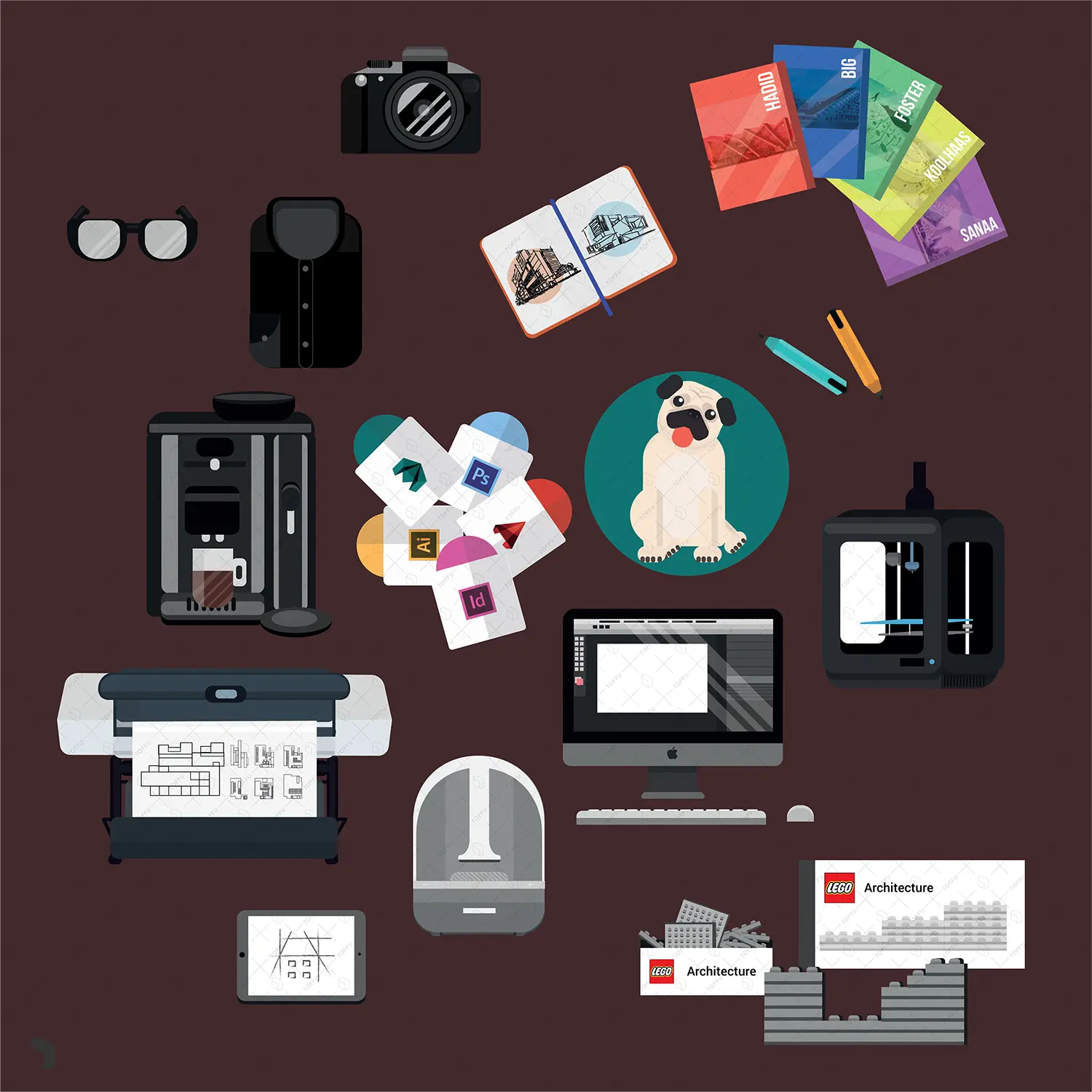 Flat Icon Architect Starter Kit Uncategorized drawings | Toffu Co