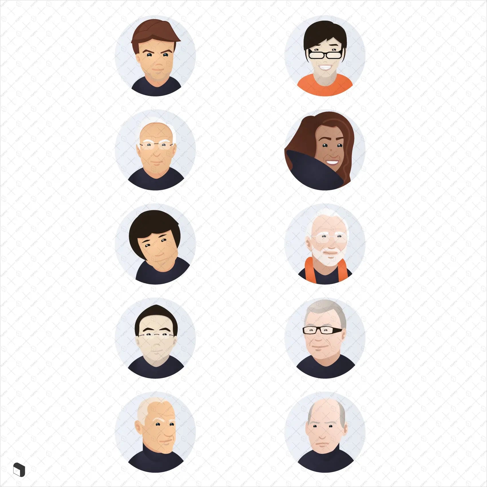 Starchitect Flat Icon Avatars Digital Artwork drawings | Toffu Co