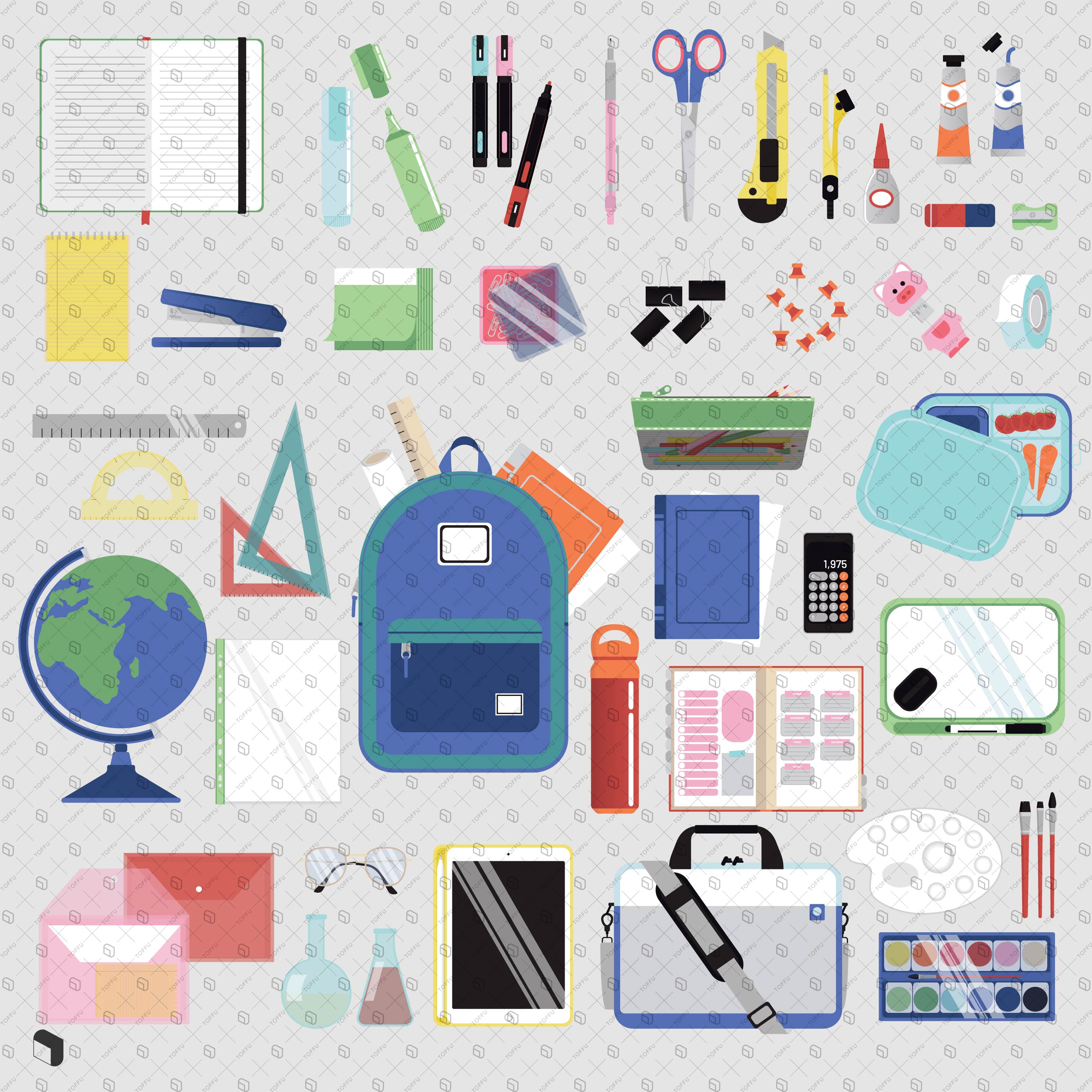 Flat Icon Back to School PNG - Toffu Co