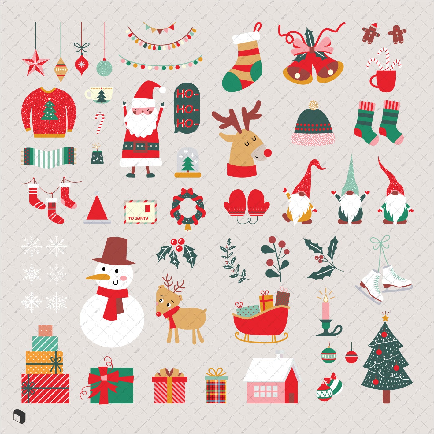 Flat Icon Christmas Ornaments - Toffu Co