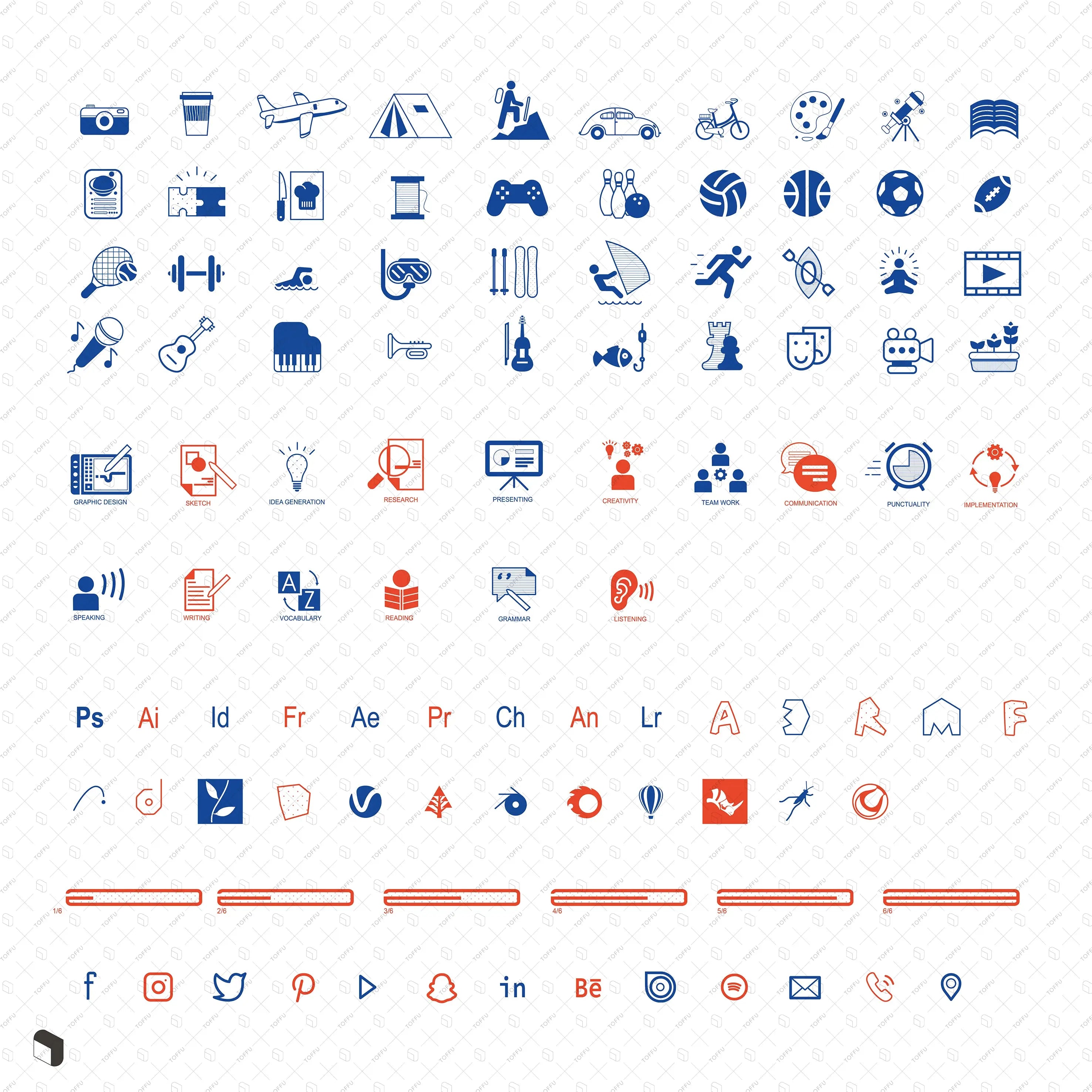 Minimalist CV Flat Icons Digital Artwork drawings | Toffu Co