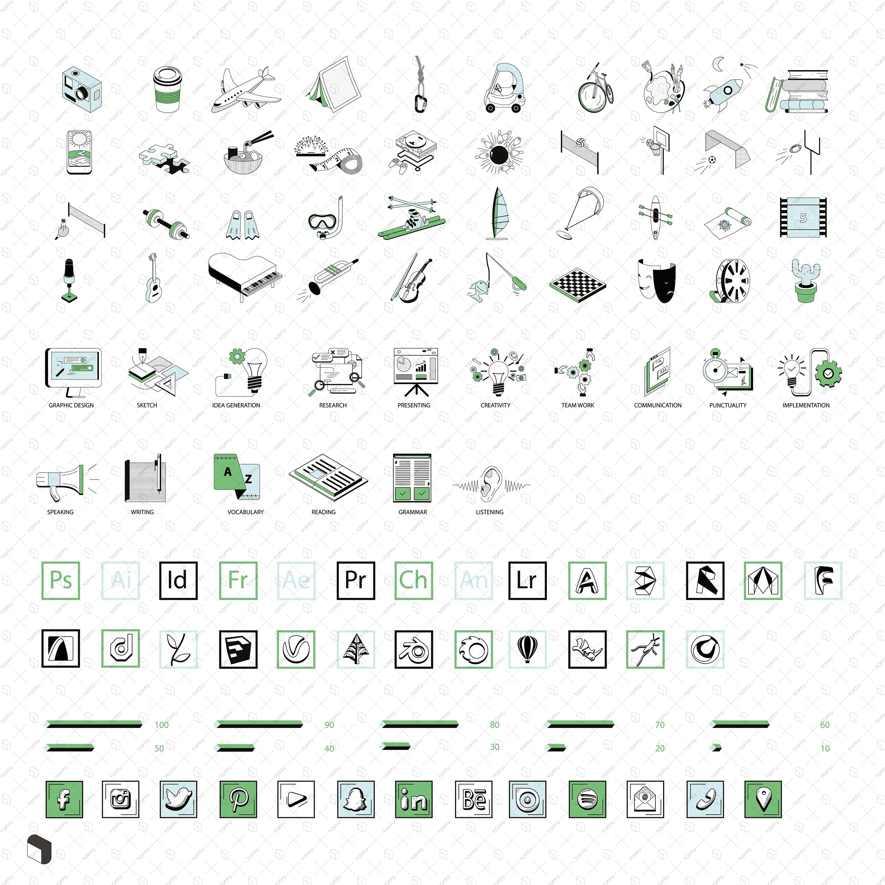 Sketch CV Flat Icons Digital Artwork drawings | Toffu Co