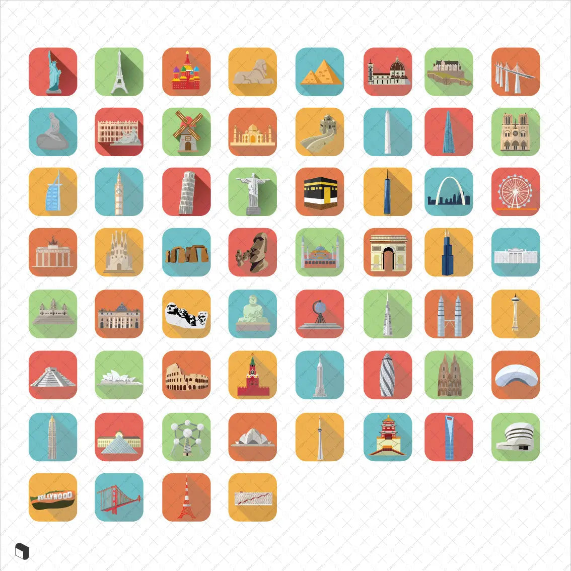 Monument Flat Icons Digital Artwork drawings | Toffu Co