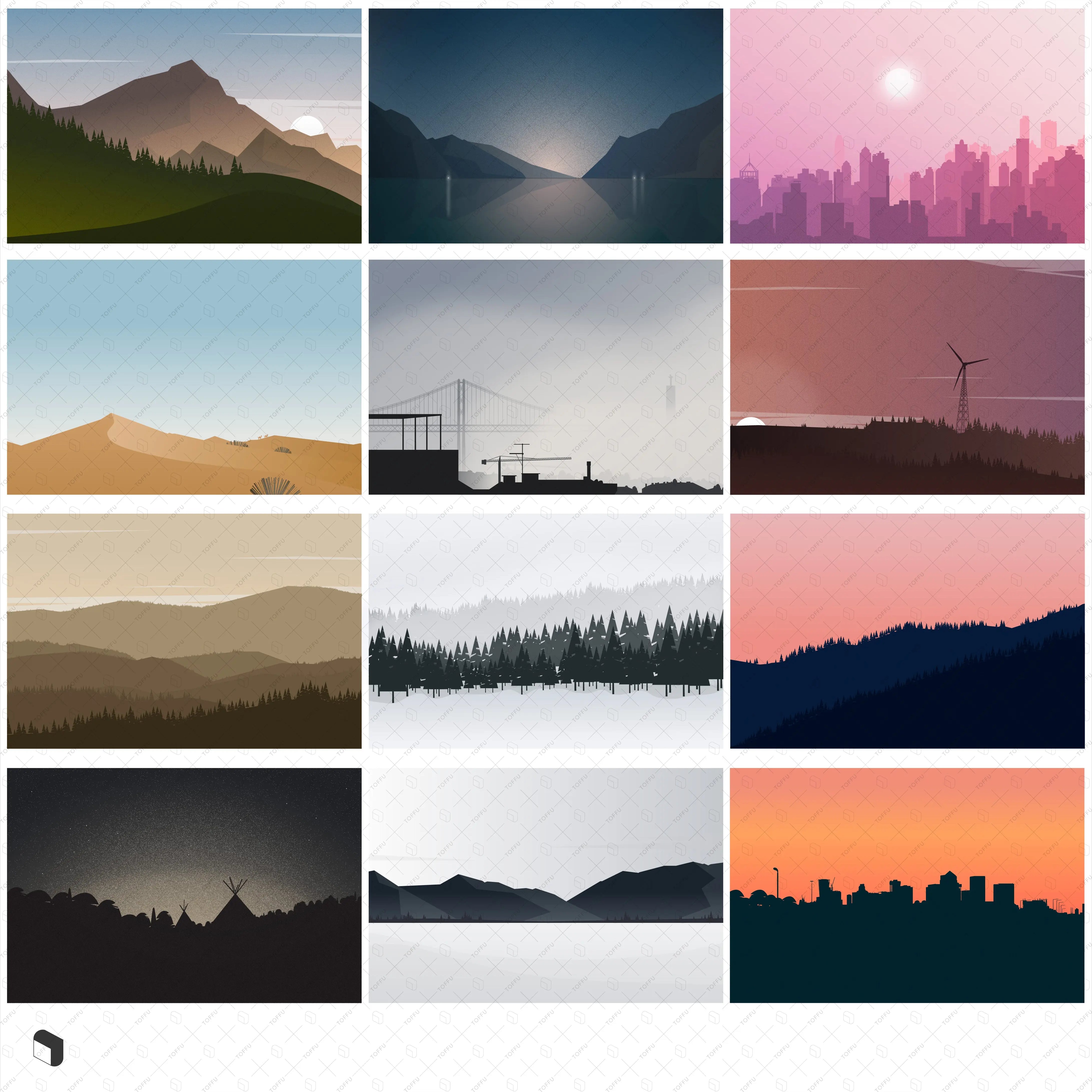 Flat Vector Backgrounds Digital Artwork drawings | Toffu Co
