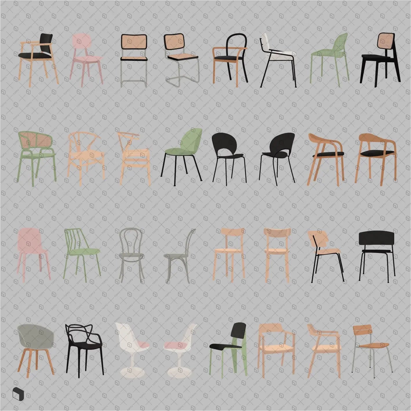 Flat Vector Chairs Uncategorized drawings | Toffu Co