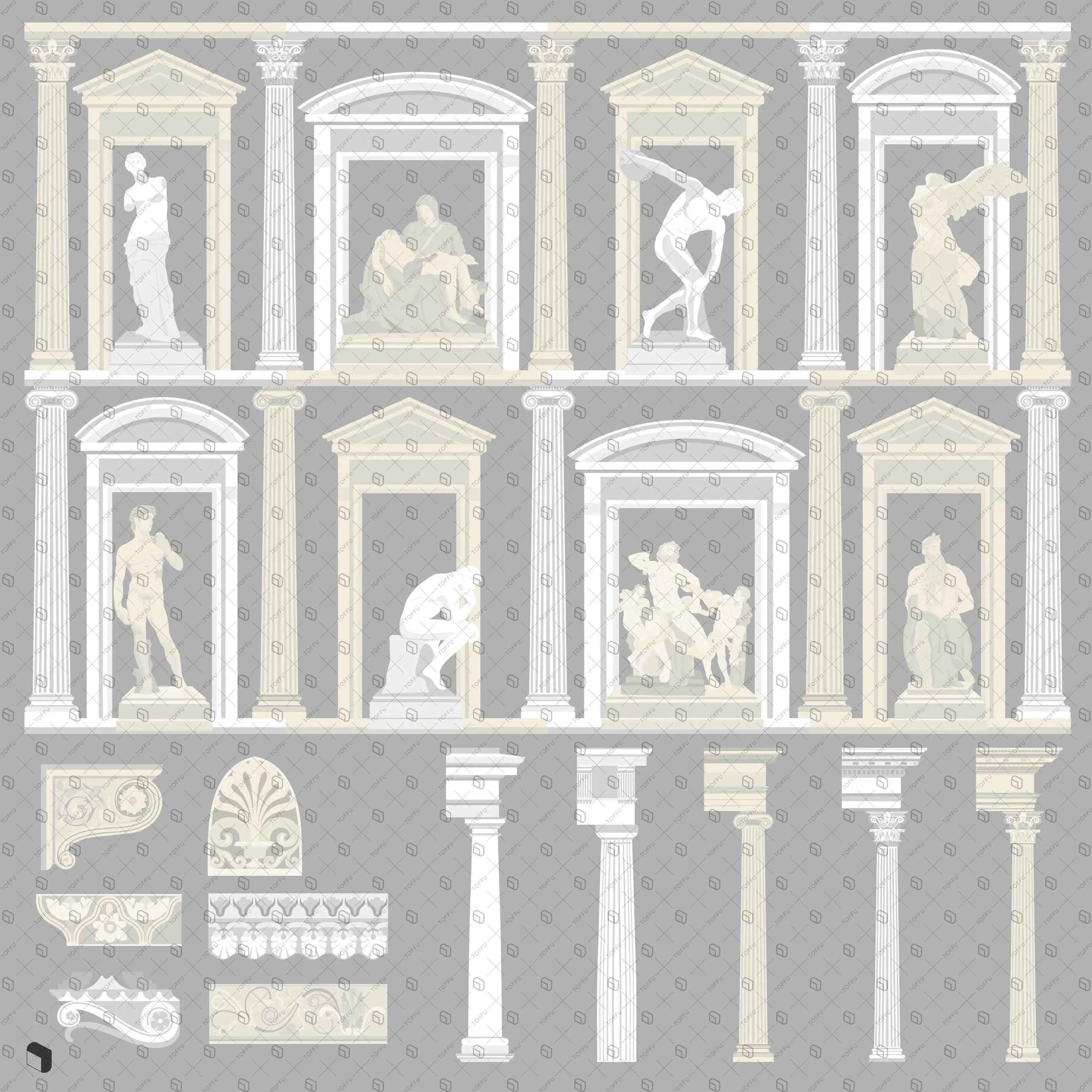 Flat Vector Classical Elements Digital Artwork drawings | Toffu Co