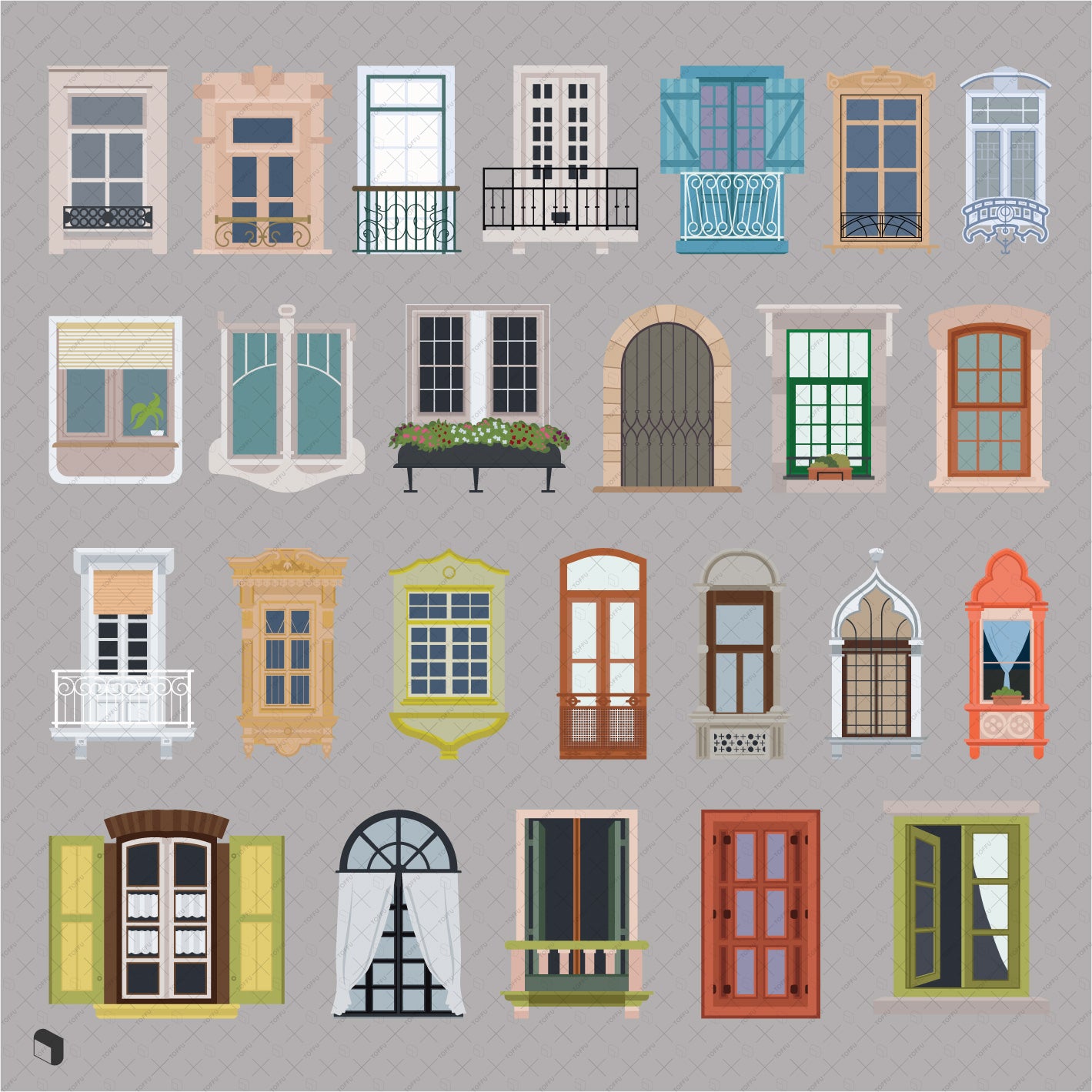 Flat Vector Colorful Windows - Toffu Co