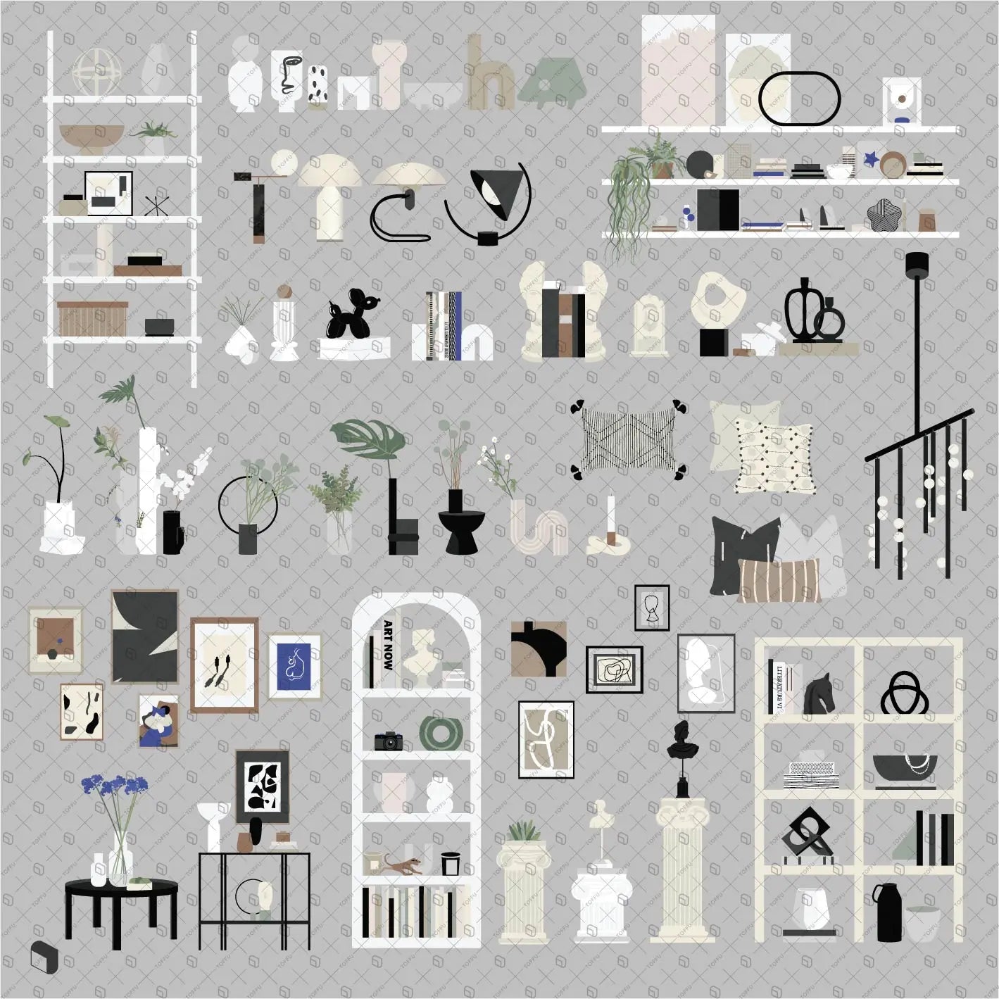 Flat Vector Decorative Objects Digital Artwork drawings | Toffu Co