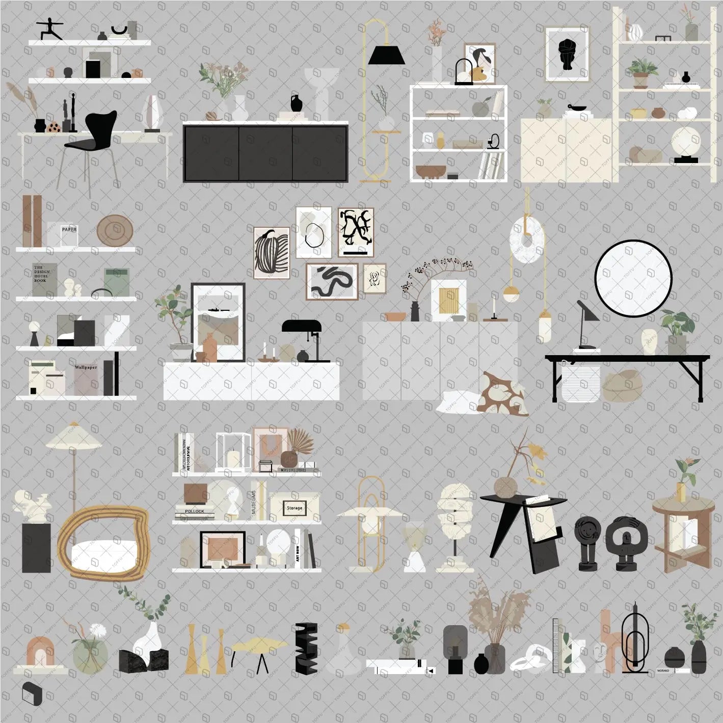 Flat Vector Decorative Objects 2 PNG - Toffu Co