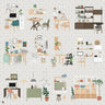 Flat Vector Home Office Furniture Digital Artwork drawings | Toffu Co