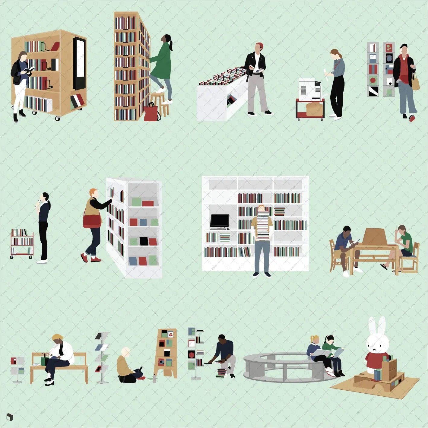 Flat Vector Library 3 Digital Artwork drawings | Toffu Co