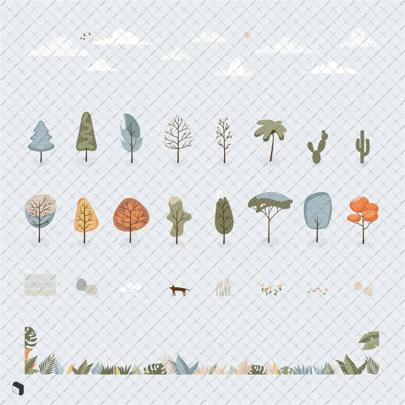 Flat Vector Landscape Stuff Digital Artwork drawings | Toffu Co