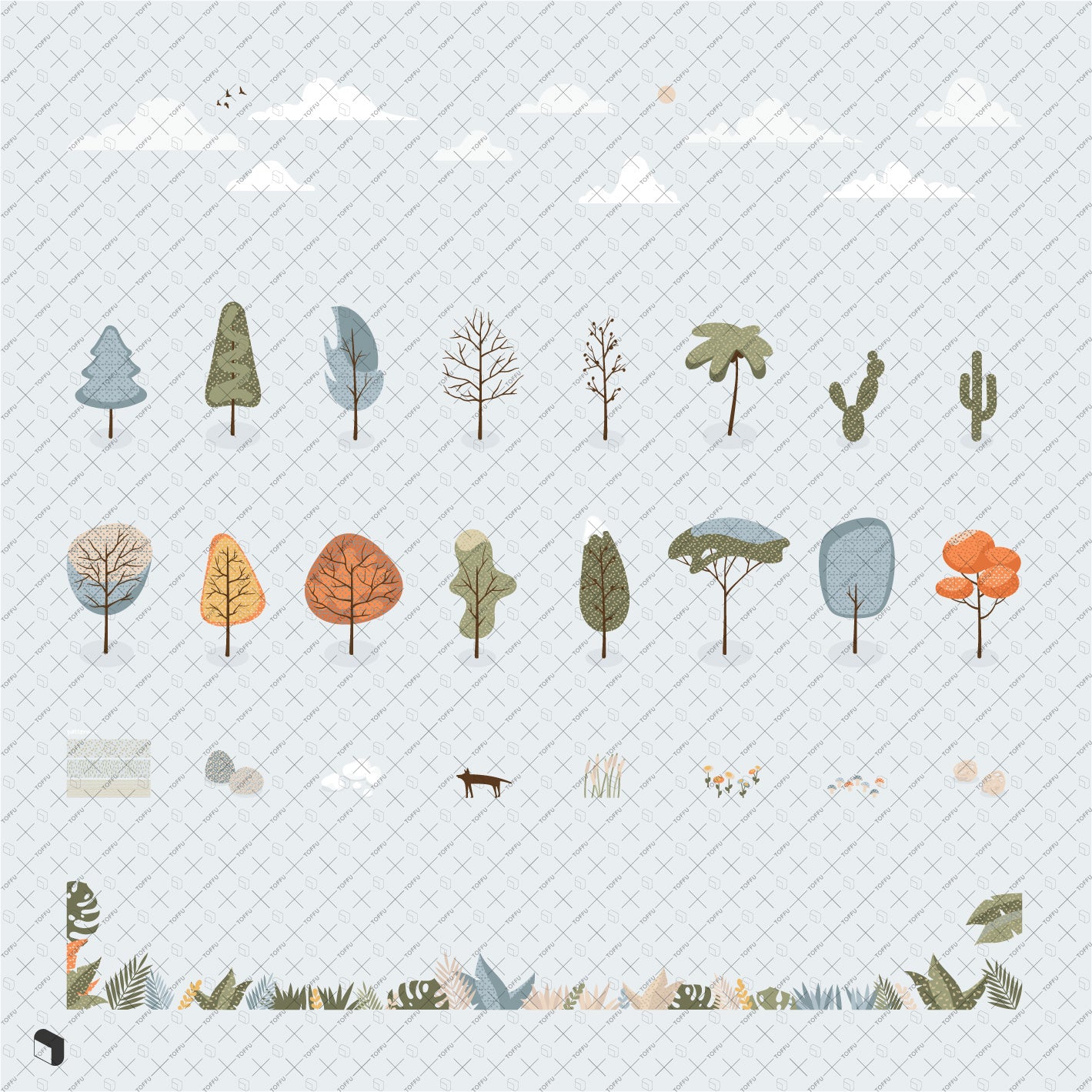 Flat Vector Landscape Stuff PNG - Toffu Co