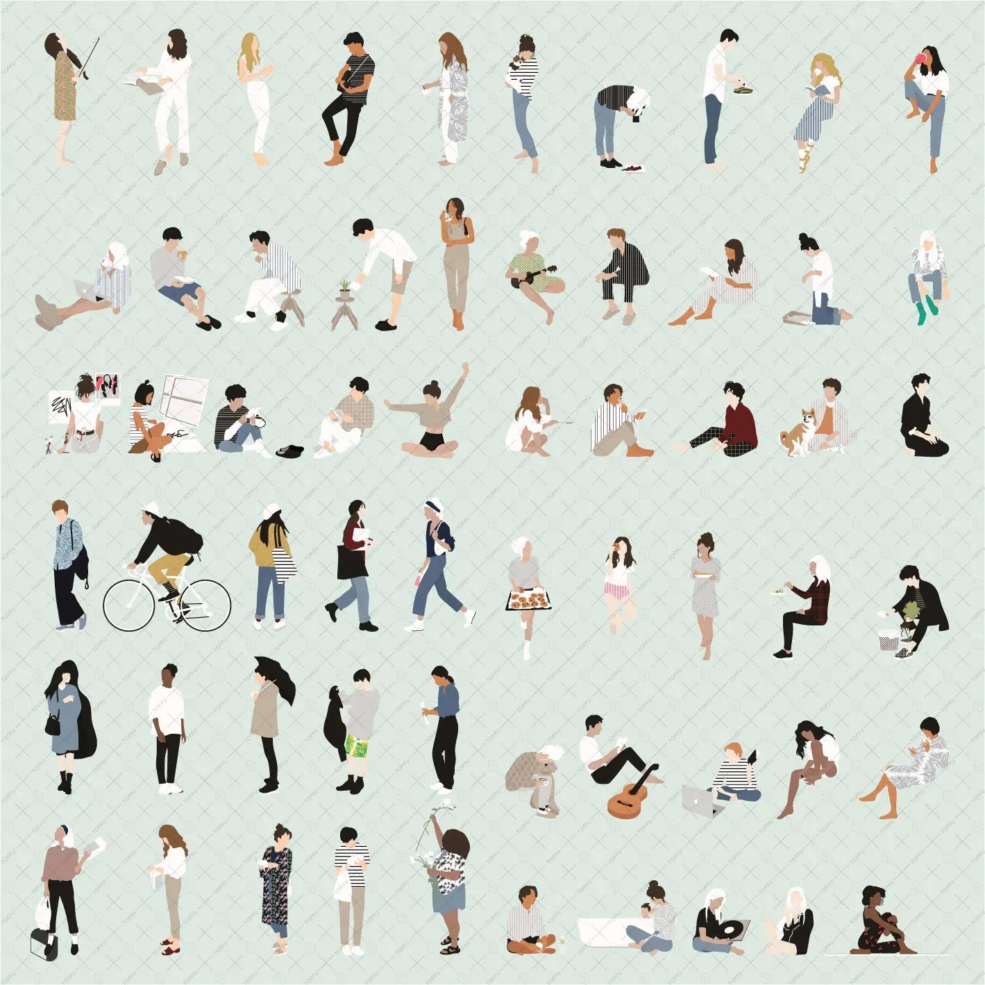 Flat Vector People 9-16 Bundle Uncategorized drawings | Toffu Co