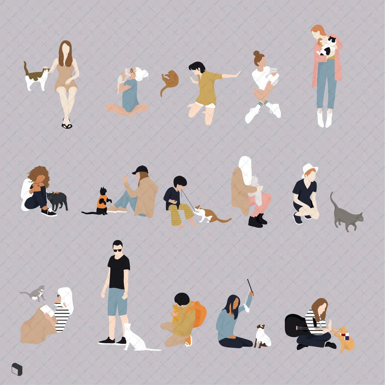 Flat Vector People and Cats – Toffu Co