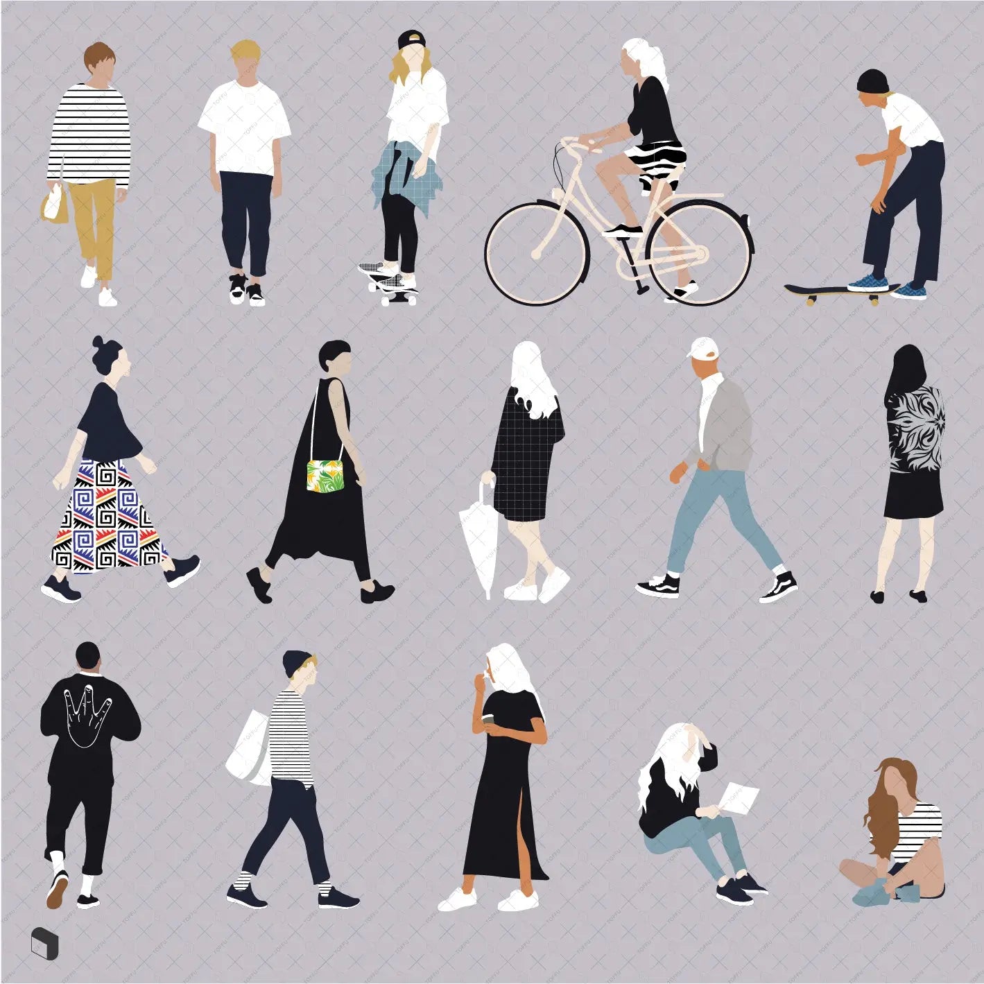 Flat Vector People 10 Digital Artwork drawings | Toffu Co