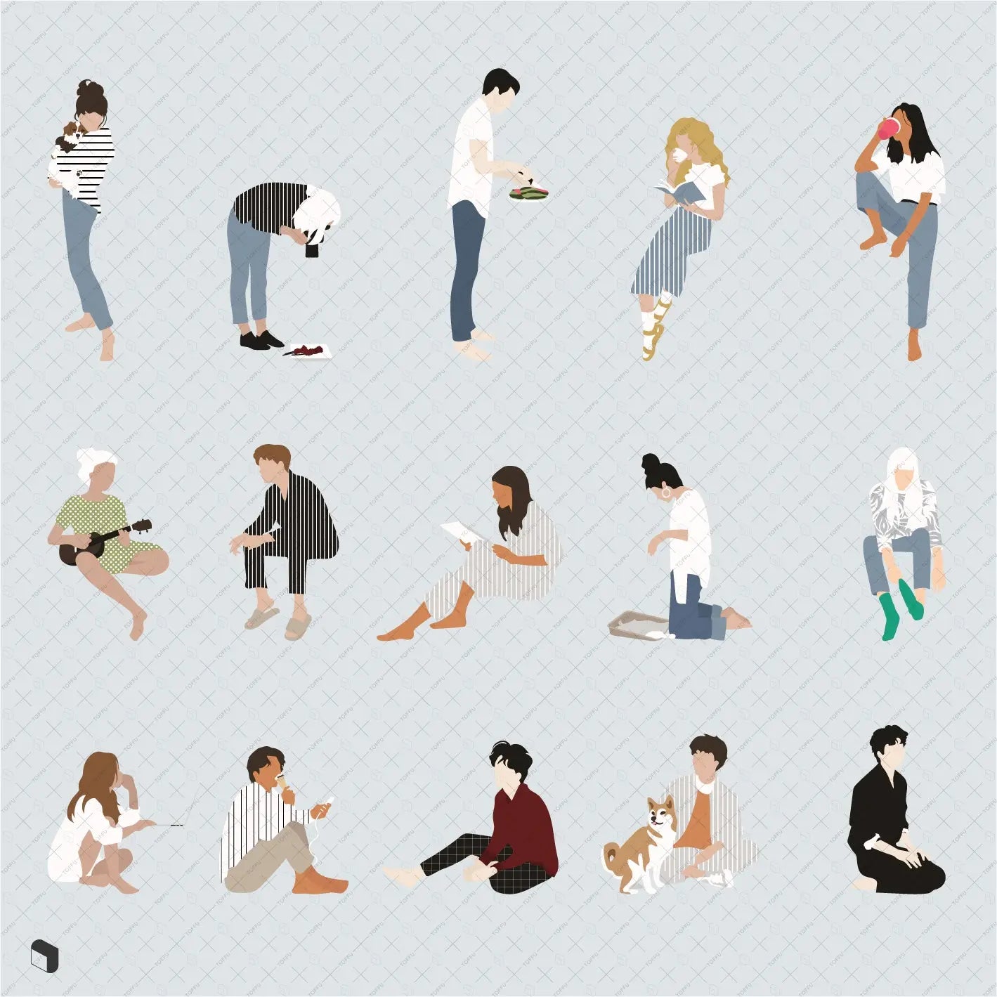 Flat Vector People 14 Digital Artwork drawings | Toffu Co