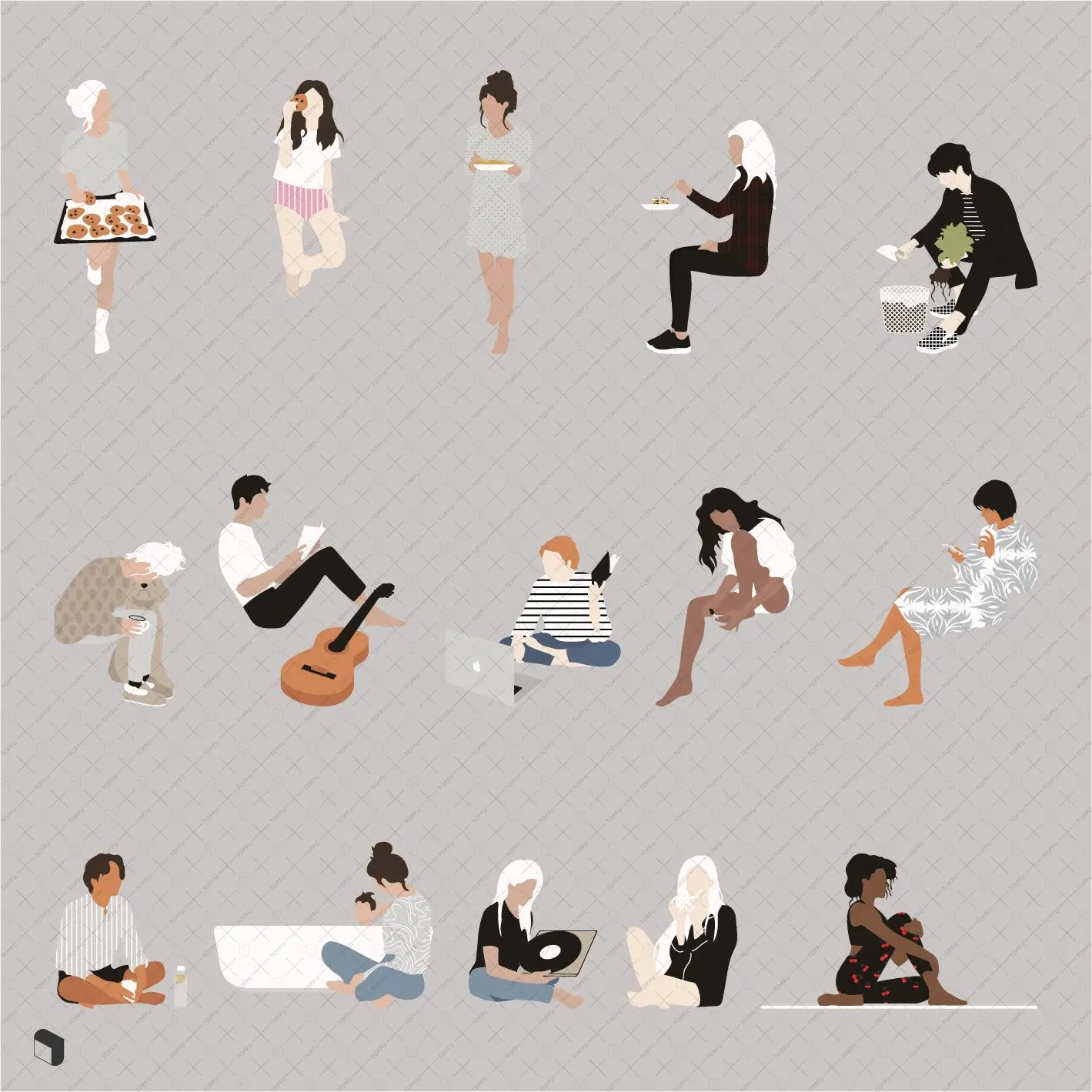 Flat Vector People 16 Digital Artwork drawings | Toffu Co