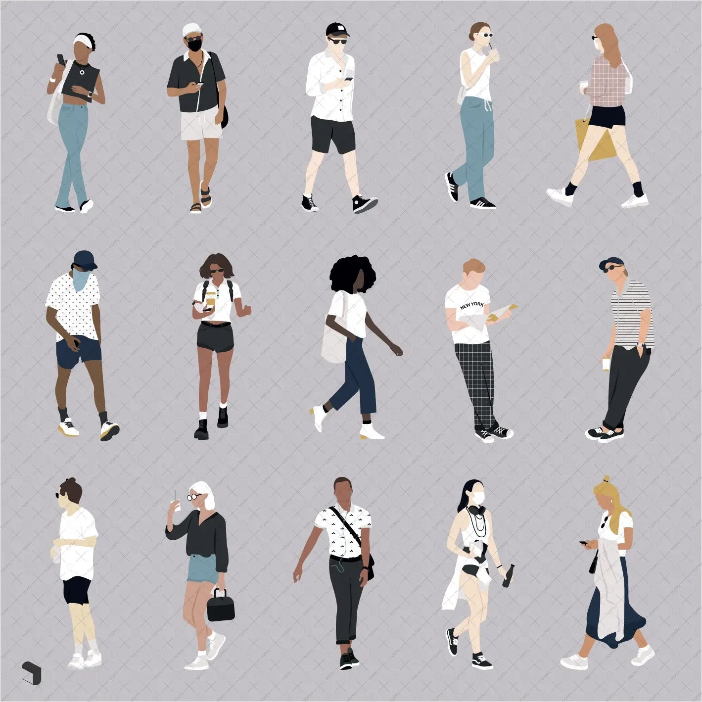 Flat Vector People 26 Digital Artwork drawings | Toffu Co