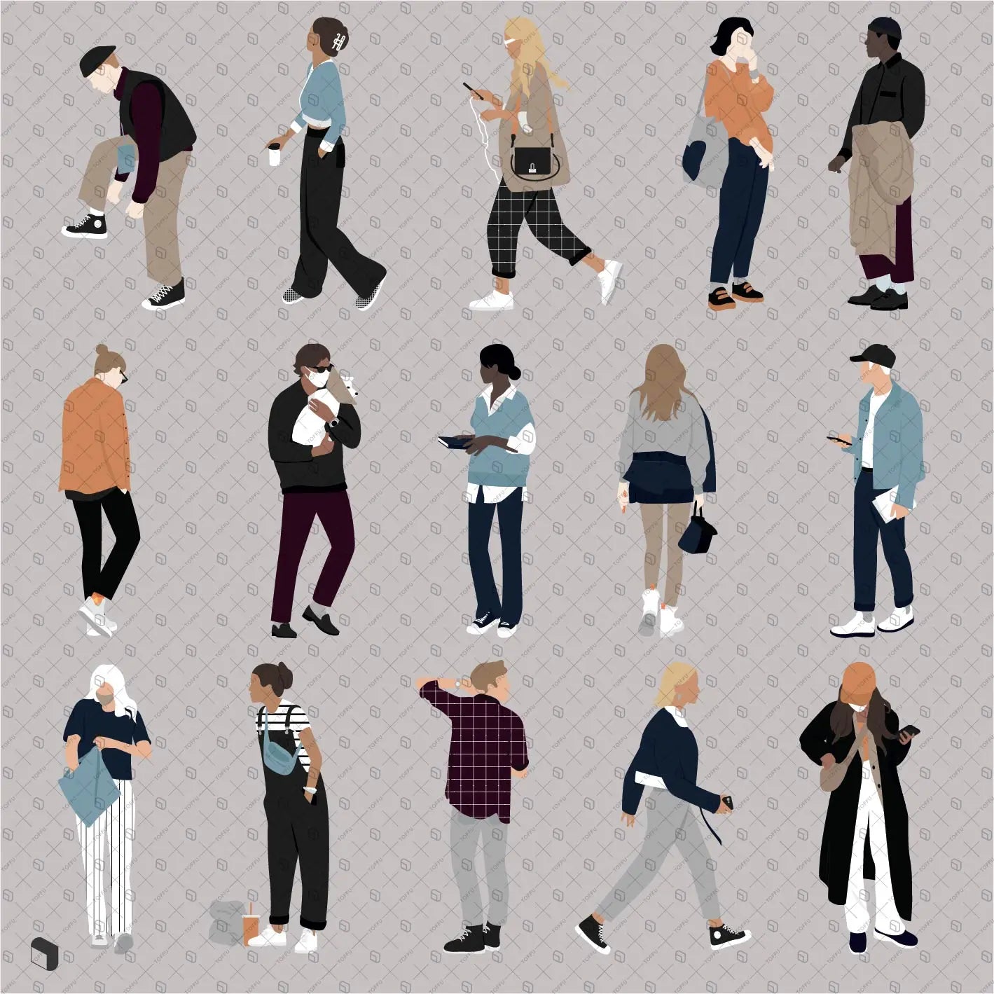 Flat Vector People 28 Digital Artwork drawings | Toffu Co