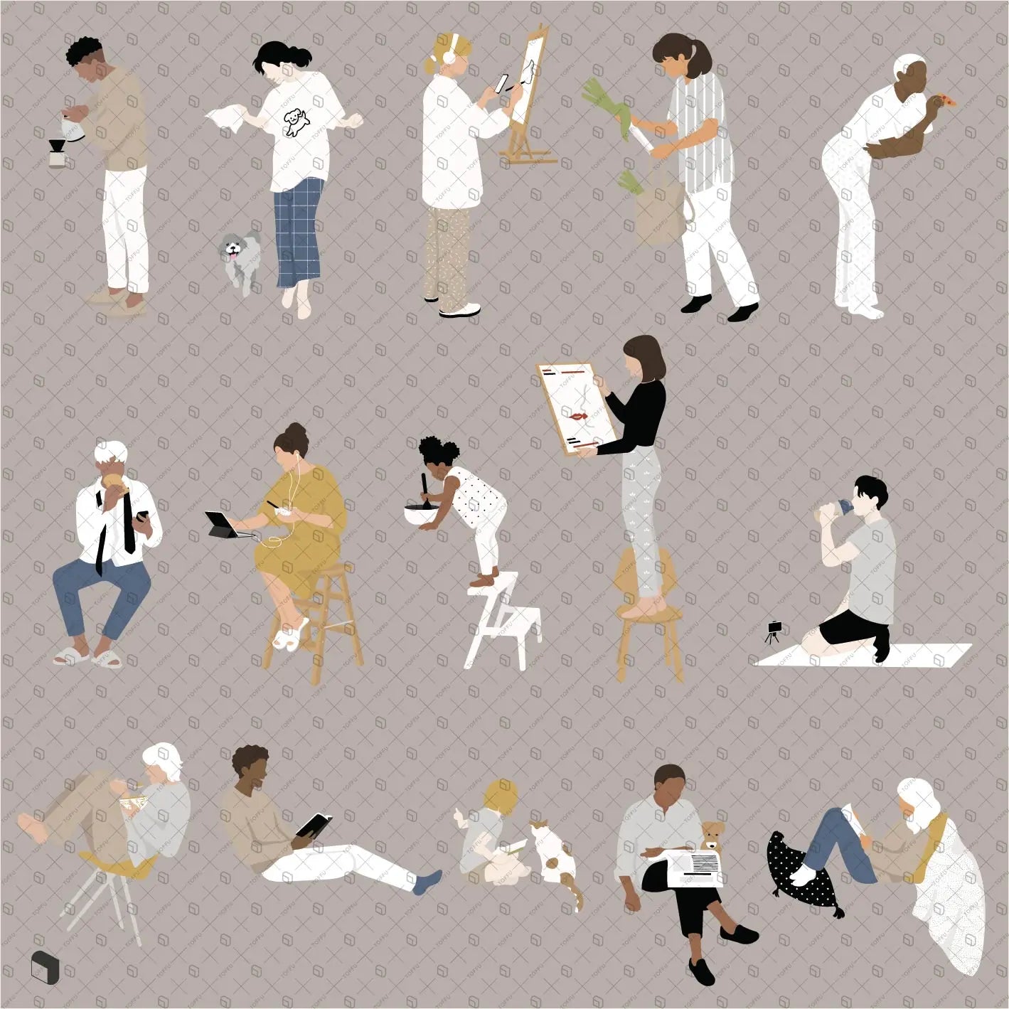 Flat Vector People 29 Digital Artwork drawings | Toffu Co
