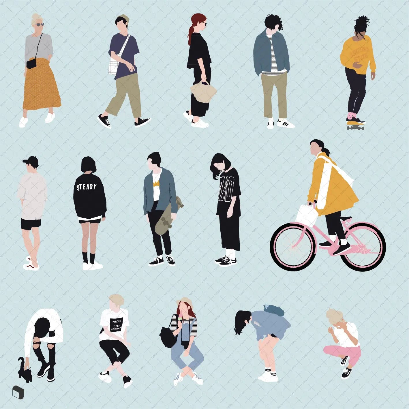 Flat Vector People 3 Digital Artwork drawings | Toffu Co