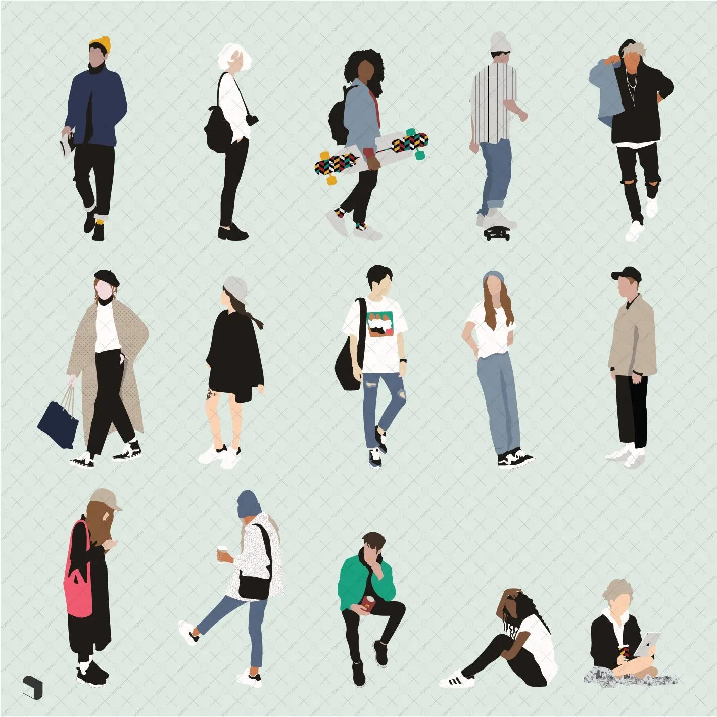 Flat Vector People 9 Uncategorized drawings | Toffu Co