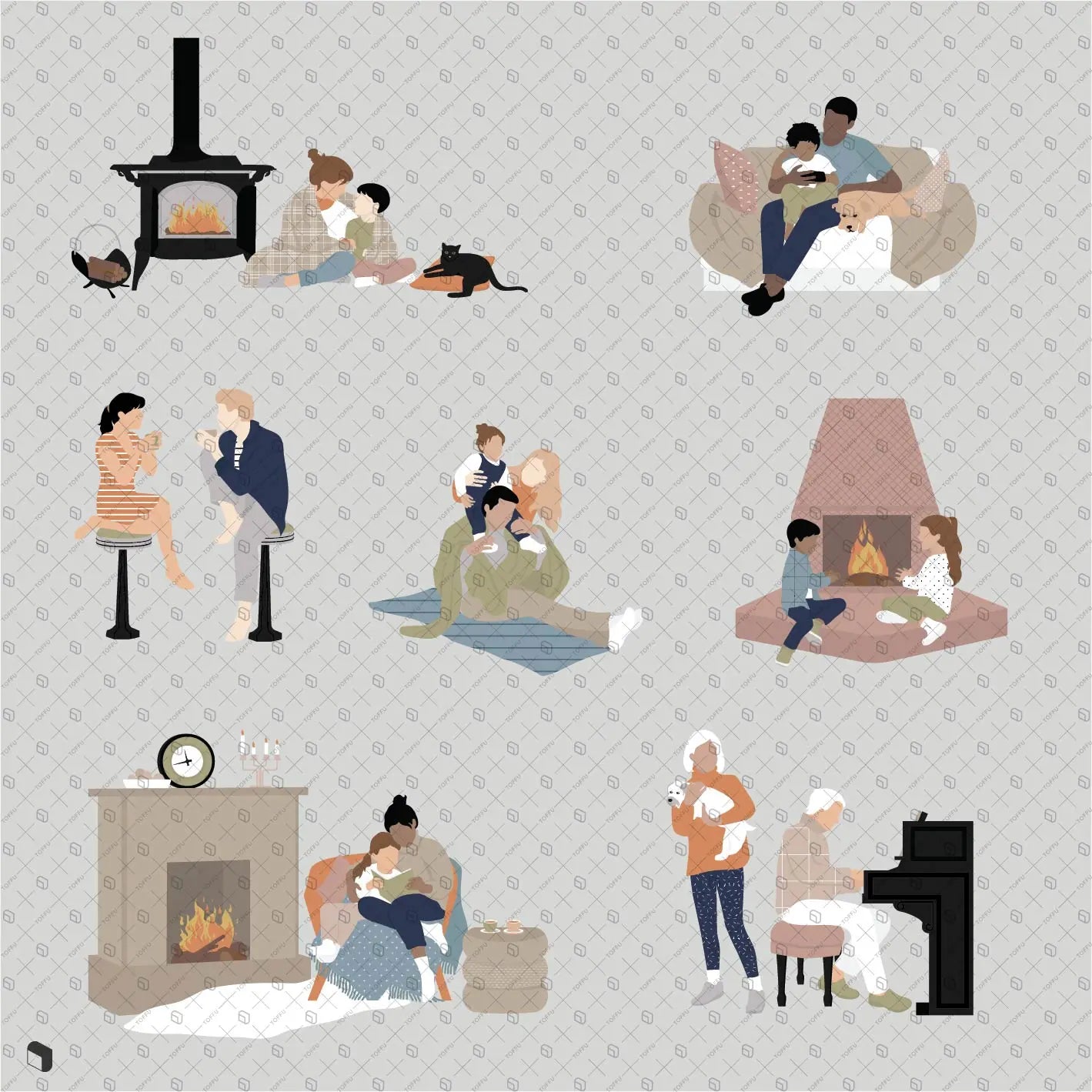 Flat Vector Cozy At Home Digital Artwork drawings | Toffu Co