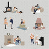 Flat Vector Cozy At Home Digital Artwork drawings | Toffu Co