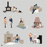 Flat Vector Cozy At Home PNG - Toffu Co