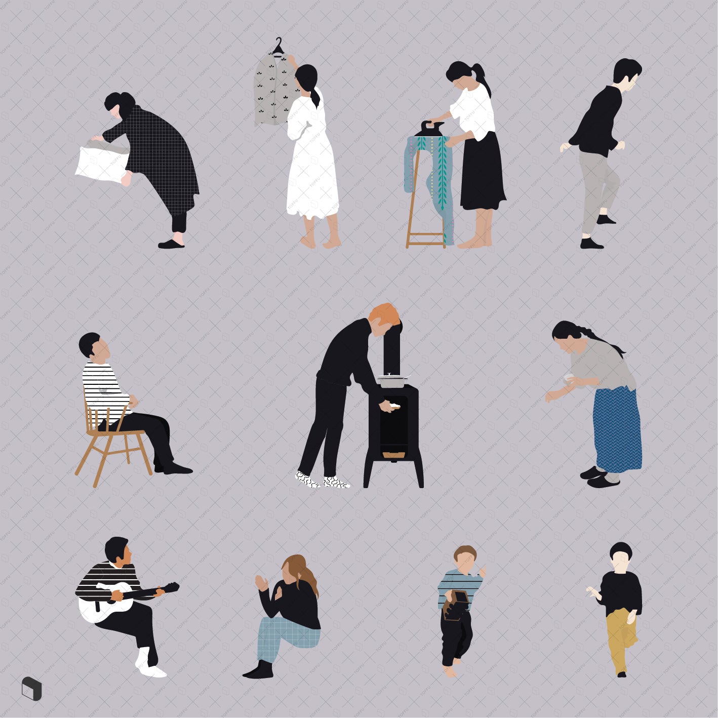 Flat Vector Daily Interior People - Toffu Co