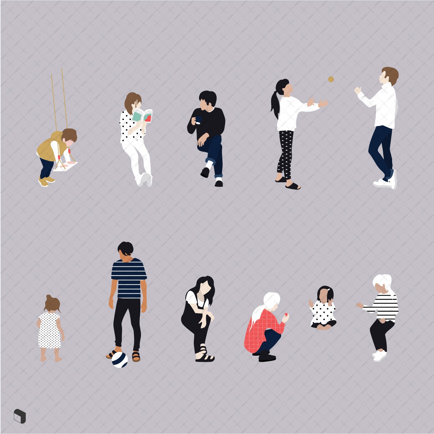 Flat Vector Daily Interior People 3 - Toffu Co