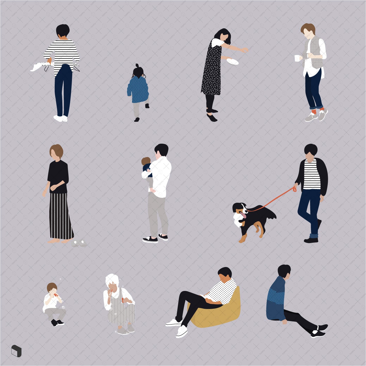 Flat Vector Daily Interior People 4 - Toffu Co