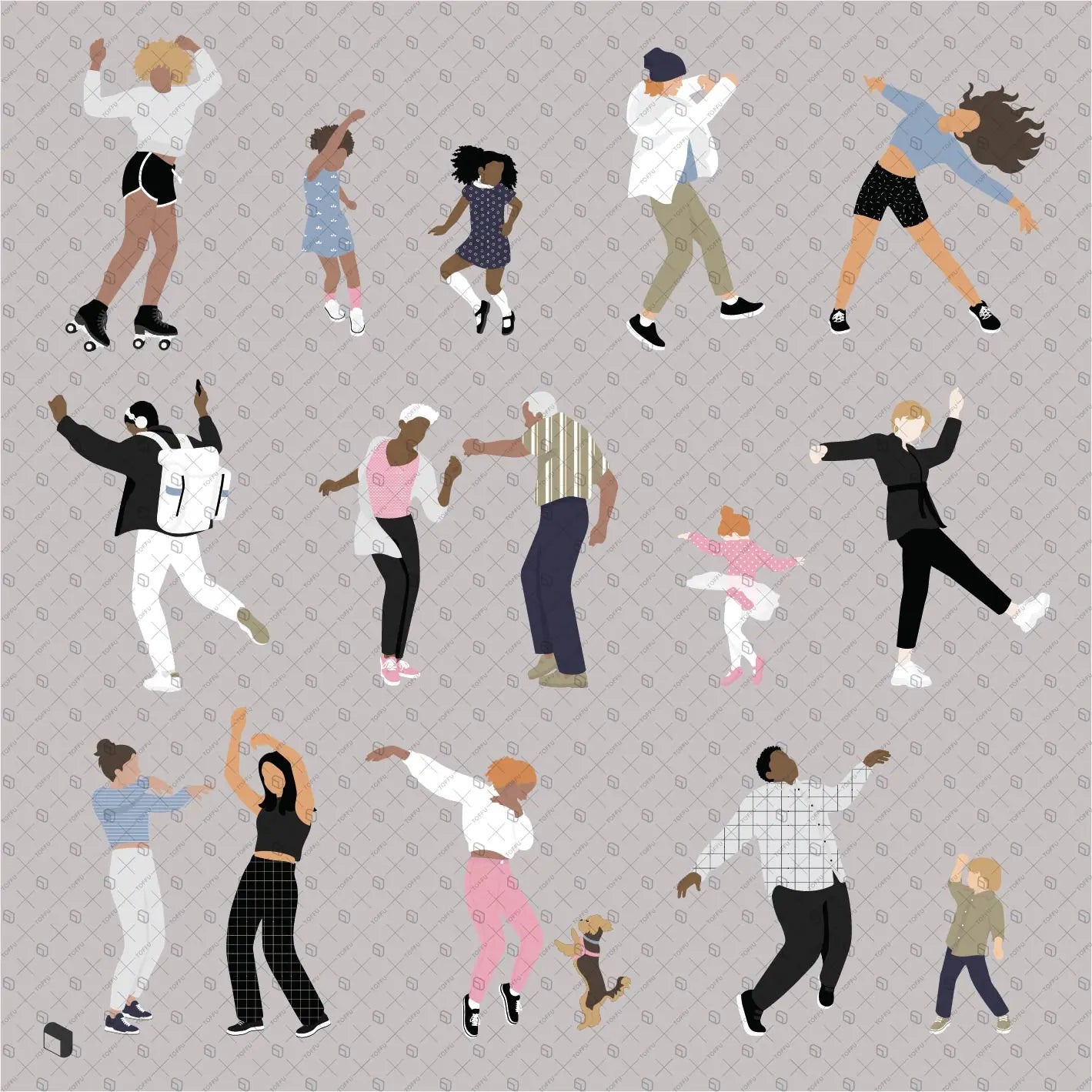 Flat Vector Dancing People Digital Artwork drawings | Toffu Co